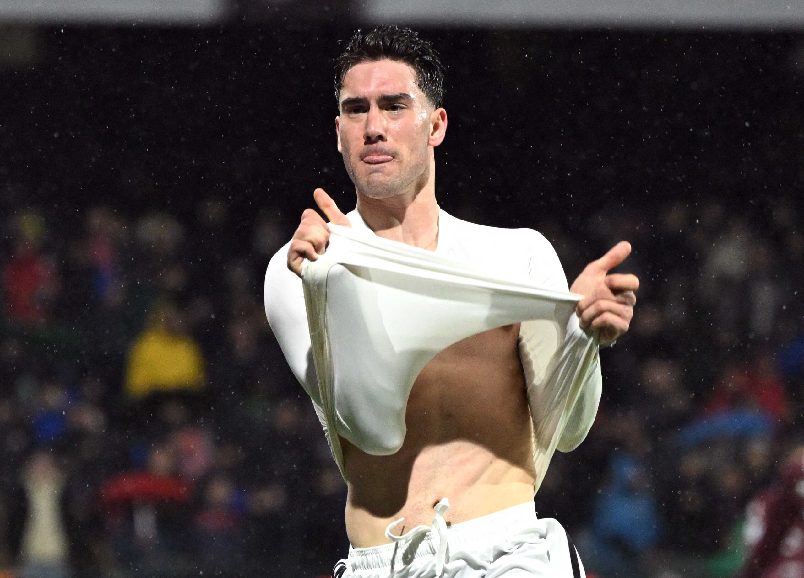 Soccer Football - Serie A - Salernitana v Juventus - Stadio Arechi, Salerno, Italy - January 7, 2024 Juventus' Dusan Vlahovic celebrates scoring their second goal REUTERS