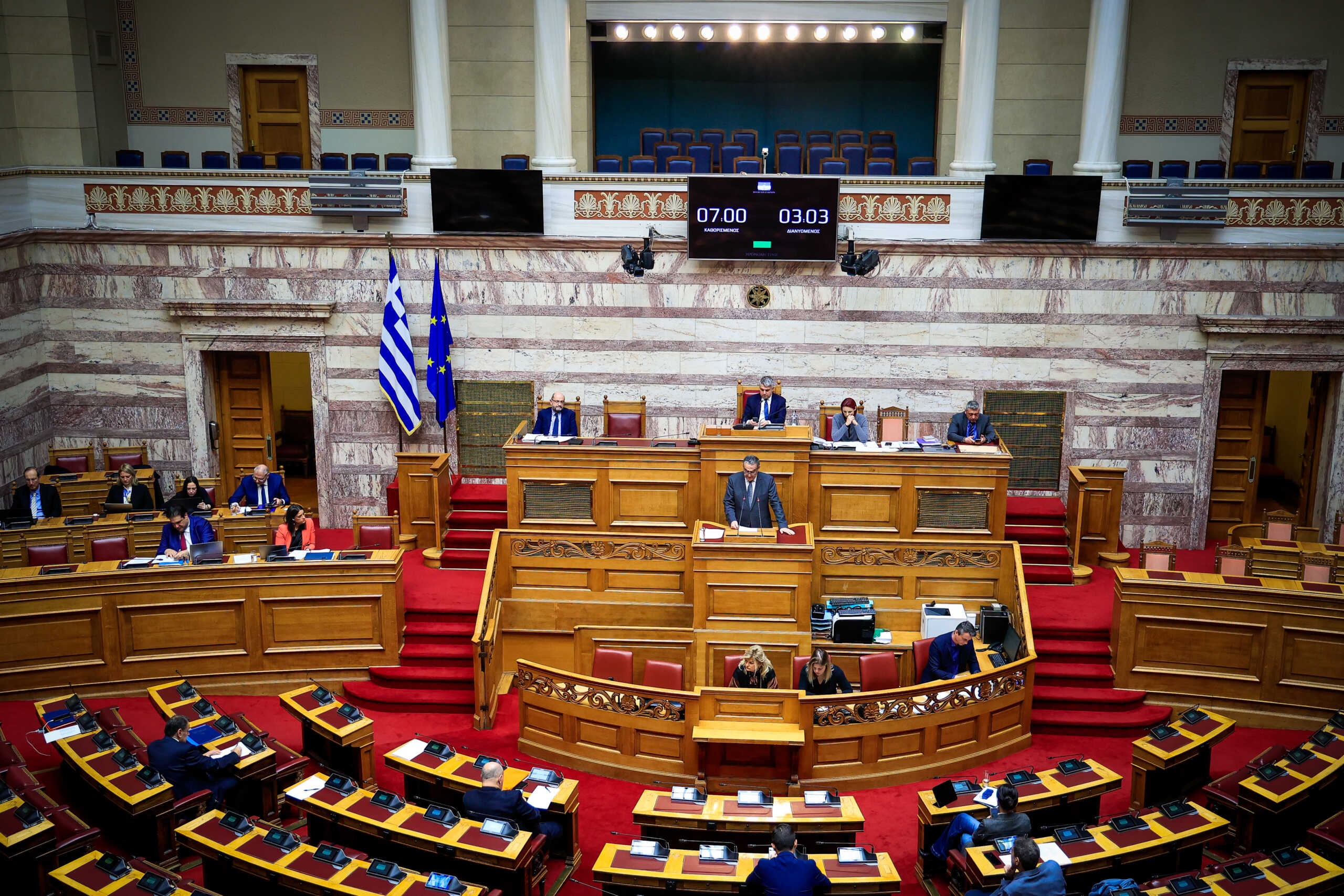 Συζήτηση και ψηφοφορία στην Ολομέλεια της Βουλής του σχεδίου νόμου του Υπουργείου Εσωτερικών "Εκλογή ευρωβουλευτών, διευκόλυνση εκλογέων μέσω επιστολικής ψήφου, εκκαθάριση εκλογικών καταλόγων και λοιπές διατάξεις του Υπουργείου Εσωτερικών", Τετάρτη 24 Ιανουαρίου 2024. 
(ΓΙΩΡΓΟΣ ΚΟΝΤΑΡΙΝΗΣ