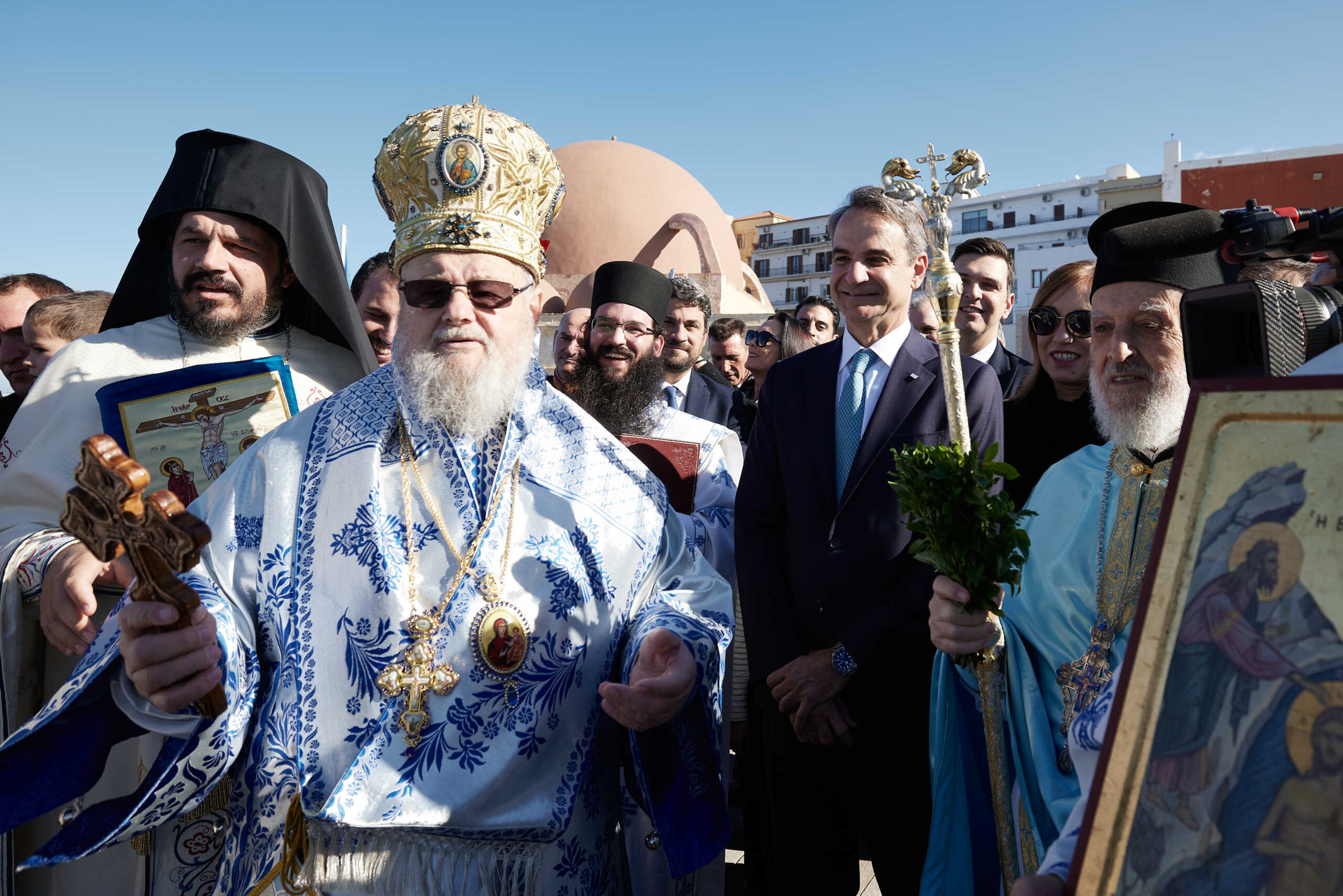Ο Πρωθυπουργός Κυριάκος Μητσοτάκης στα Χανιά γαι τον εορτασμό των Θεοφανείων. Σάββατο 6 Ιανουαρίου 2024 (ΔΗΜΗΤΡΗΣ ΠΑΠΑΜΗΤΣΟΣ
