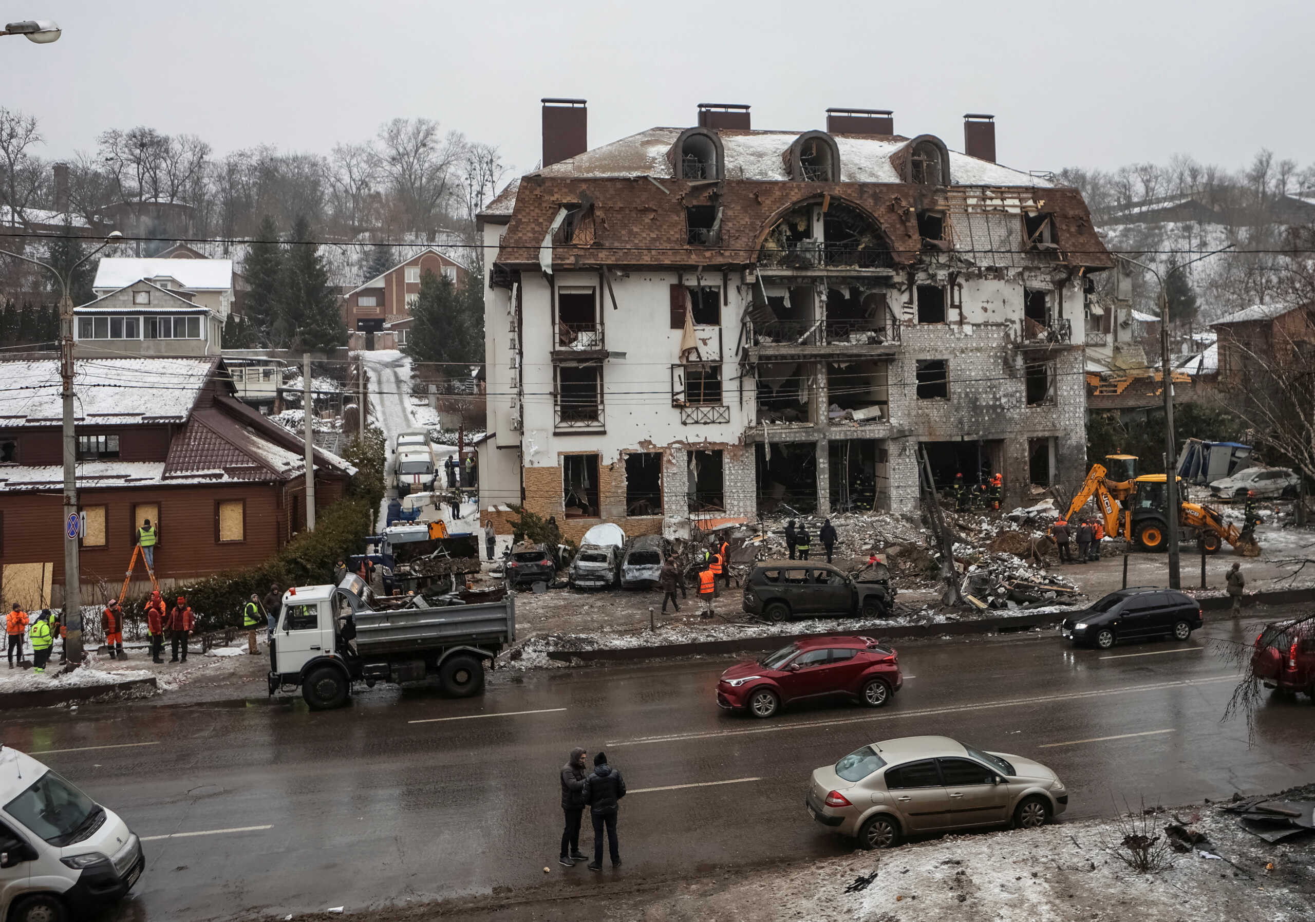 A view shows a site of Park Hotel destroyed during a Russian missile strike, amid Russia's attack on Ukraine, in central Kharkiv, Ukraine January 11, 2024. REUTERS