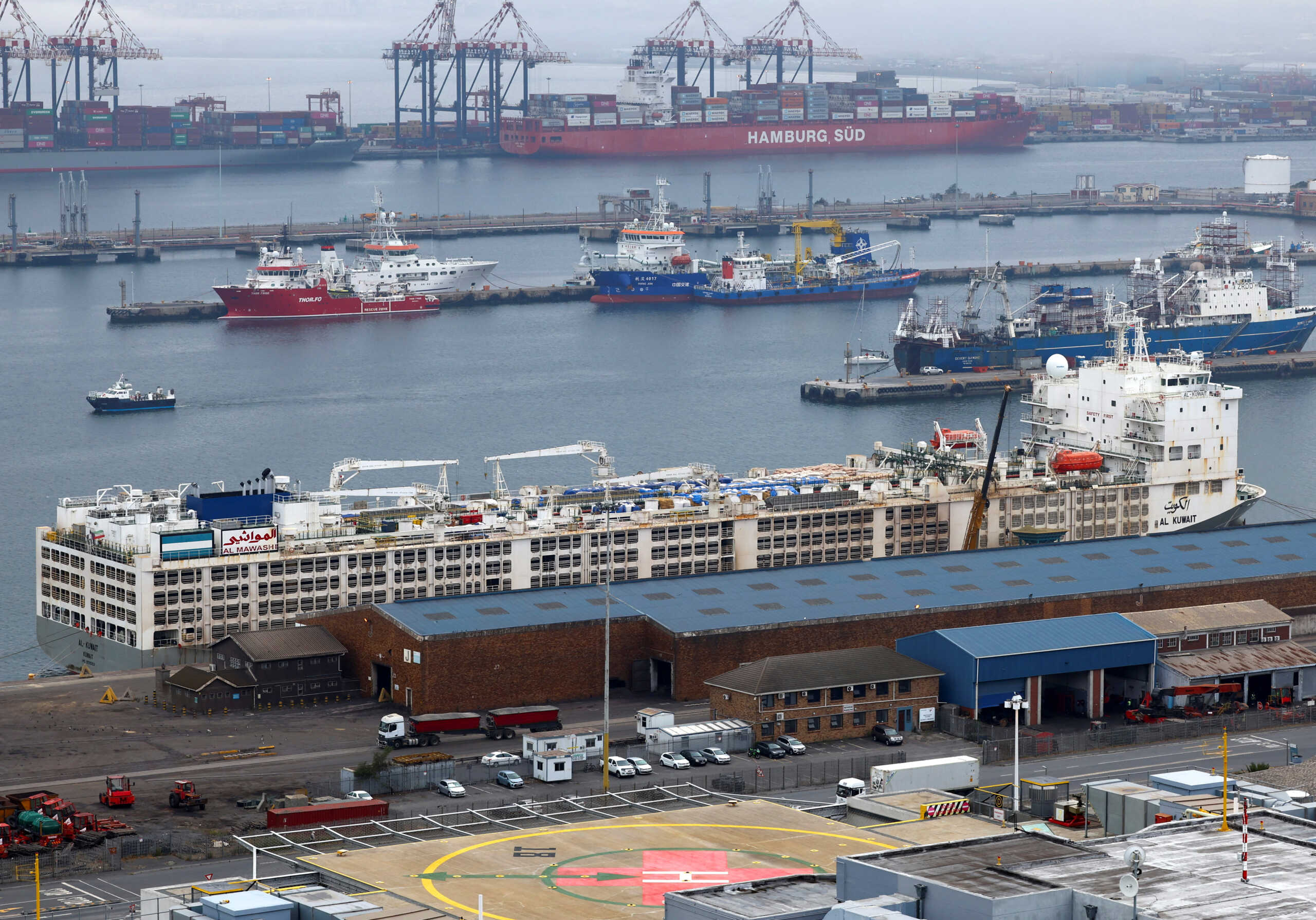 The livestock carrier ship Al Kuwait is pictured in Cape Town harbour, transporting 19,000 cattle from Brazil to Iraq, in Cape Town, South Africa, February 20, 2024. REUTERS
