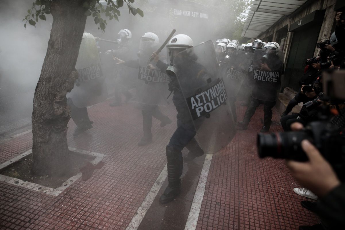 ¨Ενταση μεταξύ φοιτητών και αστυνομικών των ΜΑΤ κατα την διάρκεια του φοιτητικού συλλαλητηρίου στην Αθήνα, την Πέμπτη 31 Οκτωβρίου 2019.
(EUROKINISSI