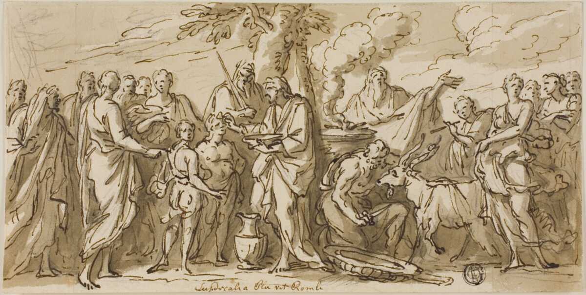 Lupercalia (recto), and Sketches of Figures (verso), undated. Artist Sir James Thornhill. (Photo by Heritage Art
