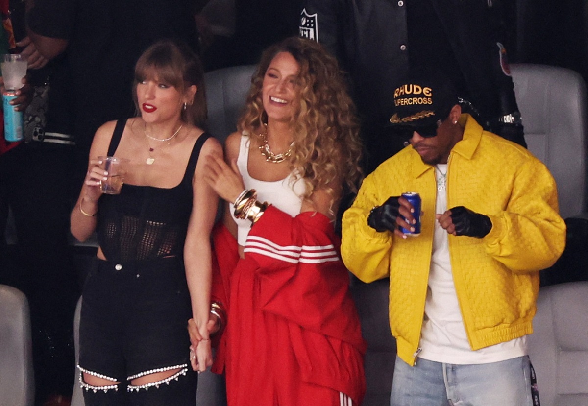 Football - NFL - Super Bowl LVIII - Kansas City Chiefs v San Francisco 49ers - Allegiant Stadium, Las Vegas, Nevada, United States - February 11, 2024 Recording artist Taylor Swift and actor Blake Lively are pictured in the stands before the game REUTERS