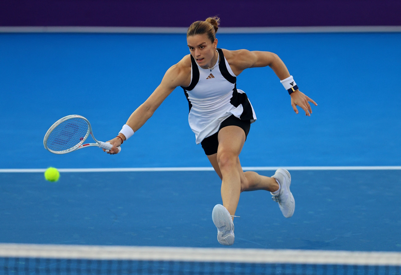 Tennis - WTA 1000 - Qatar Open - Khalifa International Tennis and Squash Complex, Doha, Qatar - February 13, 2024 Greece's Maria Sakkari in action during her round of 32 match against Czech Republic's Linda Noskova REUTERS