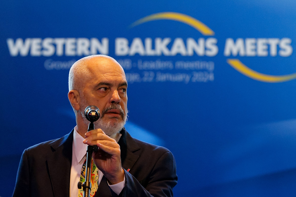 Albania's Prime Minister Edi Rama attends a meeting of the Western Balkans leaders in Skopje, North Macedonia, January 22, 2024. REUTERS
