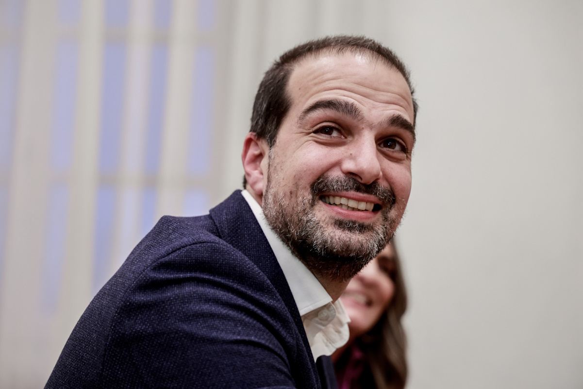 Συνάντηση του προέδρου της Κ.Ο. της Νέας Αριστεράς Αλέξη Χαρίτση στα γραφεία της Κ.Ο. στην Βουλή με τον Γαβριήλ Σακελλαρίδη.  Τετάρτη 21 Φεβρουαρίου 2024  (ΓΙΩΡΓΟΣ ΚΟΝΤΑΡΙΝΗΣ