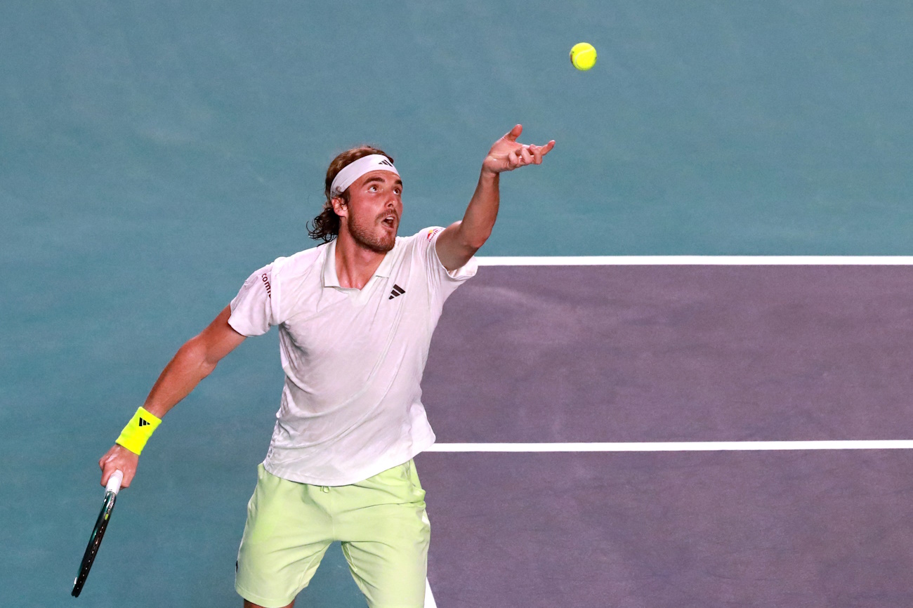 Tennis - ATP 500 - Mexican Open - Arena GNP Seguros, Acapulco, Mexico - February 27, 2024 Greece's Stefanos Tsitsipas in action during his round of 32 match against Russia's Roman Safiullin REUTERS