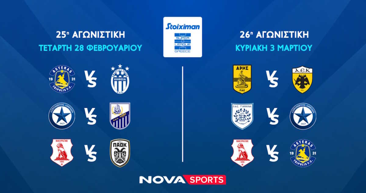 Novasports: Πανδαισία με διπλή Super League, Πανσερραϊκός – ΠΑΟΚ, Άρης – ΑΕΚ και αυλαία κανονικής σεζόν