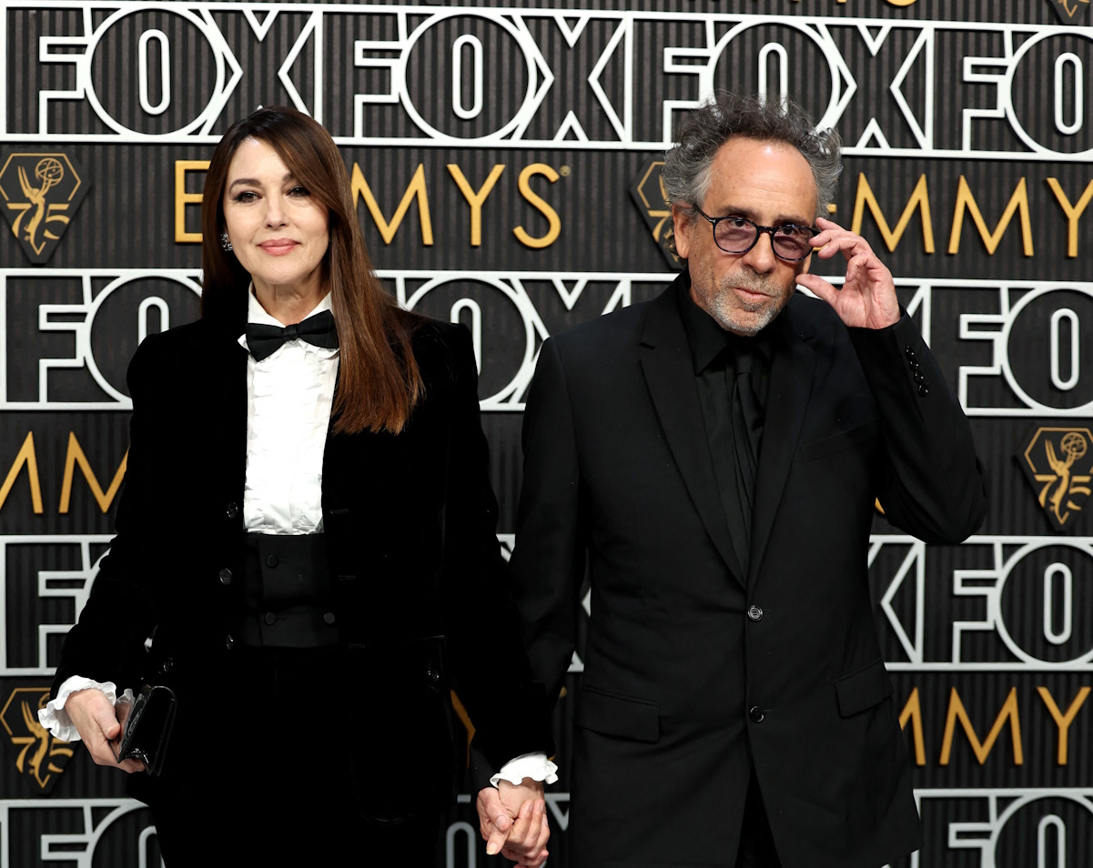 Tim Burton and Monica Bellucci attend the 75th Primetime Emmy Awards in Los Angeles, California, U.S. January 15, 2024. REUTERS
