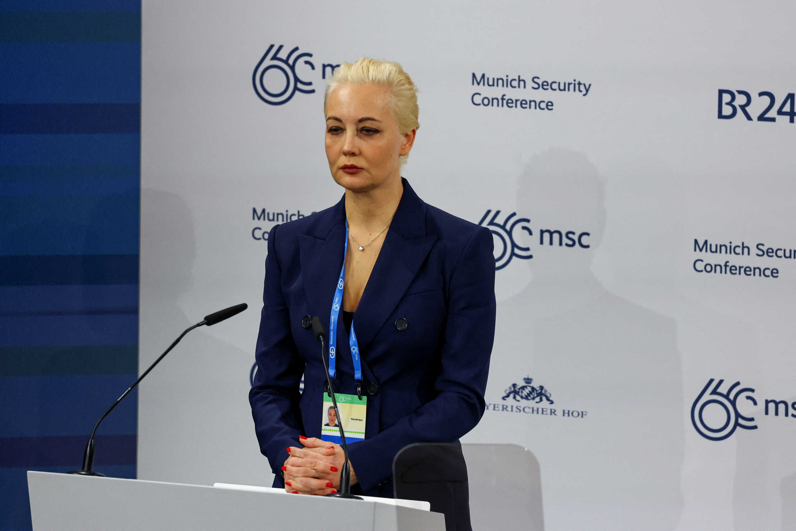 Yulia Navalnaya, wife of late Russian opposition leader Alexei Navalny, attends the Munich Security Conference (MSC), on the day it was announced that Alexei Navalny is dead, by the prison service of the Yamalo-Nenets region where he had been serving his sentence, in Munich, Germany February 16, 2024. REUTERS