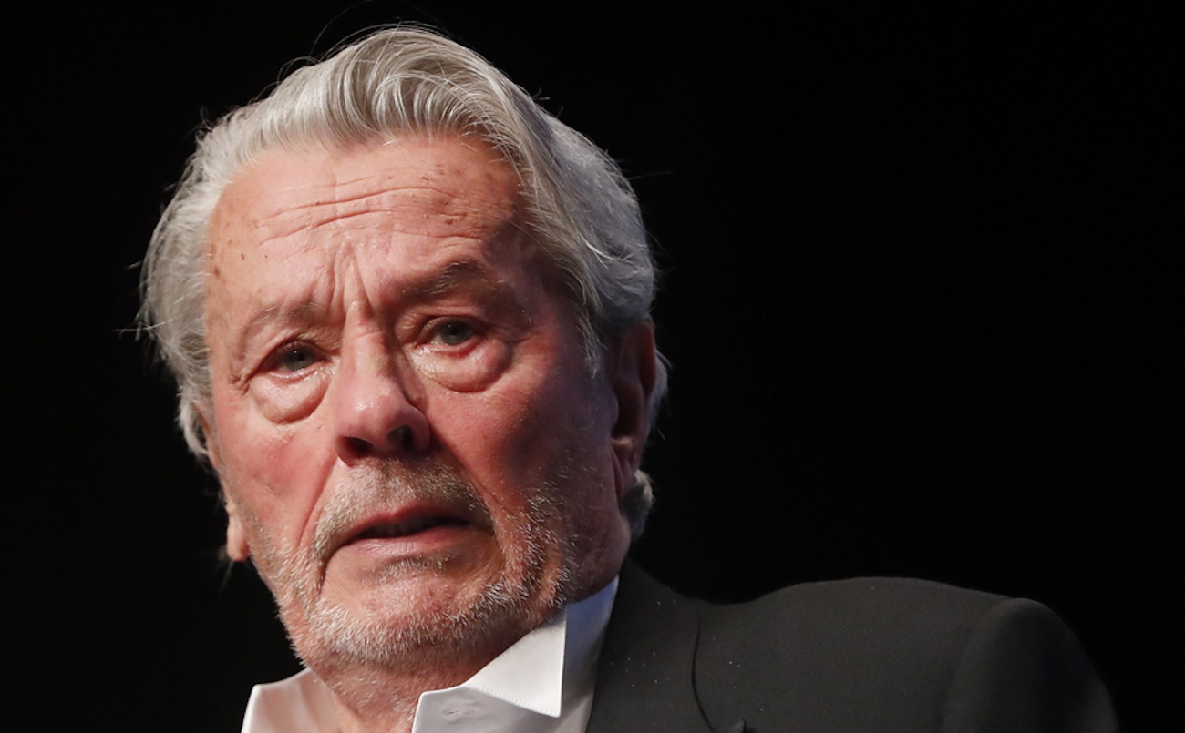 epa07585252 French actor Alain Delon receives a Honorary Golden Palm award for his career during the 72nd annual Cannes Film Festival, in Cannes, France, 19 May 2019. The movie is presented in the Official Competition of the festival which runs from 14 to 25 May.  EPA