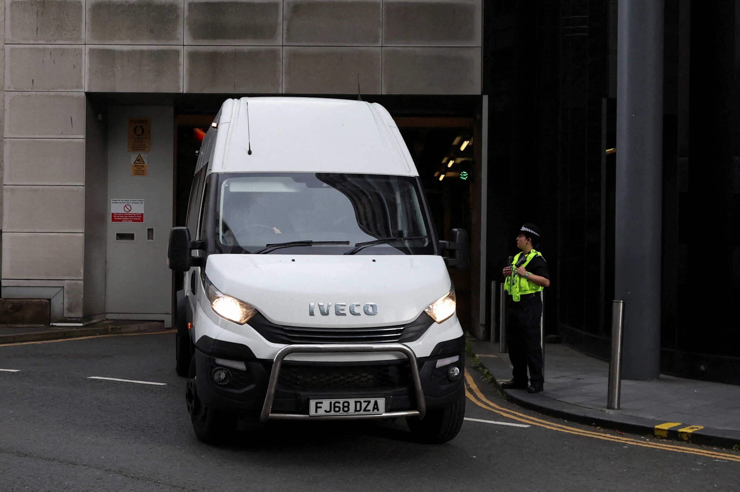 FILE PHOTO: A van believed to be carrying the convicted hospital nurse Lucy Letby leaves the Manchester Crown Court in Manchester, Britain, August 21, 2023. REUTERS