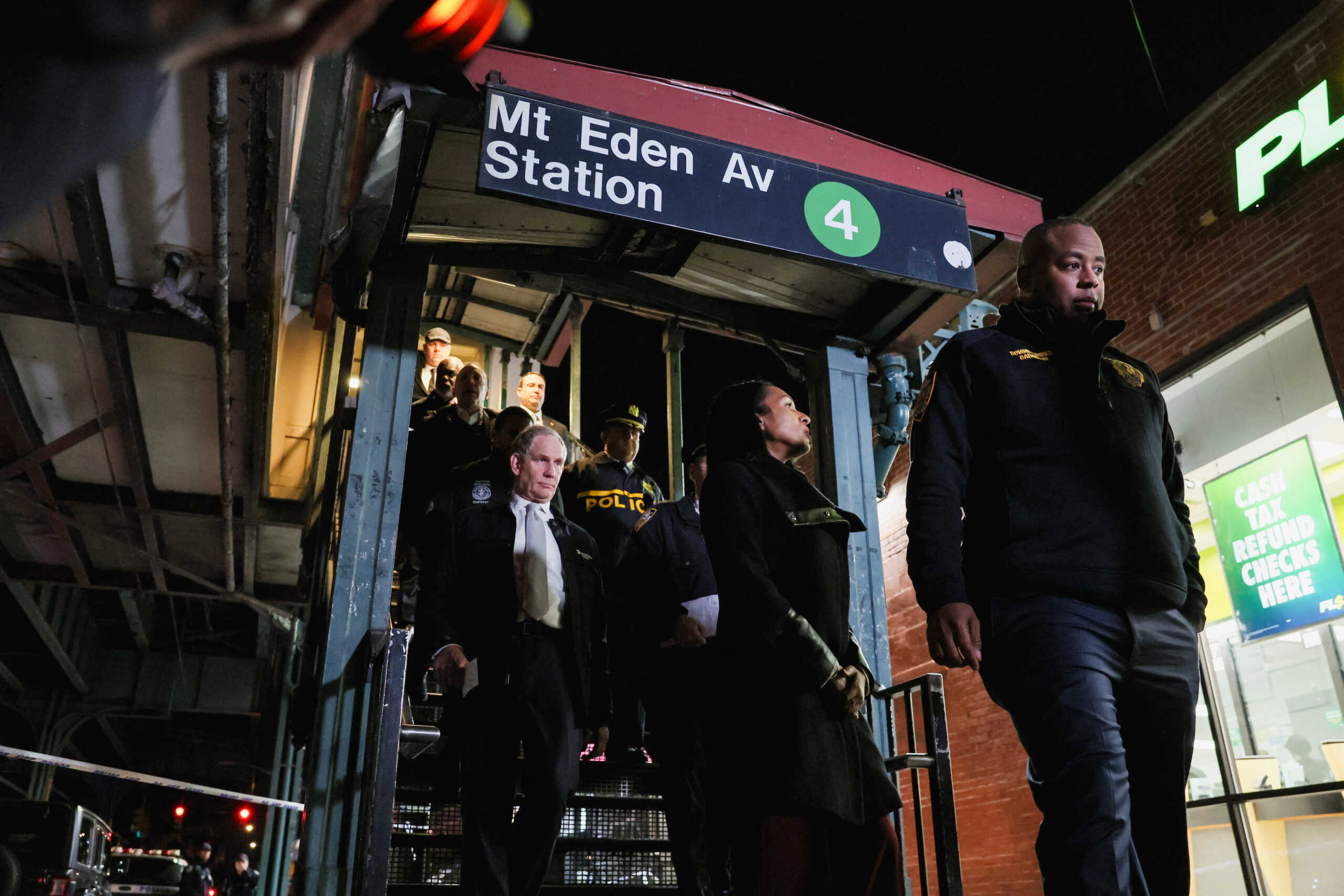 Chair and CEO of the Metropolitan Transportation Authority (MTA) Janno Lieber visits the scene of a shooting at the Mount Eden Avenue subway station in the Bronx borough of New York City, U.S. February 12, 2024. REUTERS