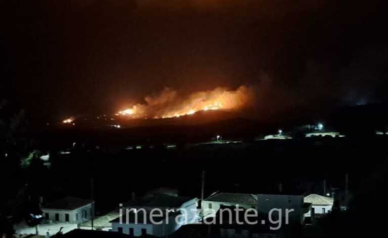 Φωτιά στη Ζάκυνθο στο χωριό Εξωχώρα – Ισχυροί άνεμοι πνέουν στο σημείο