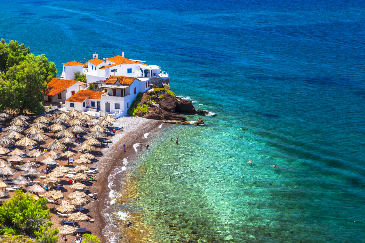 Vlychos Beach in Hydra,Greece.