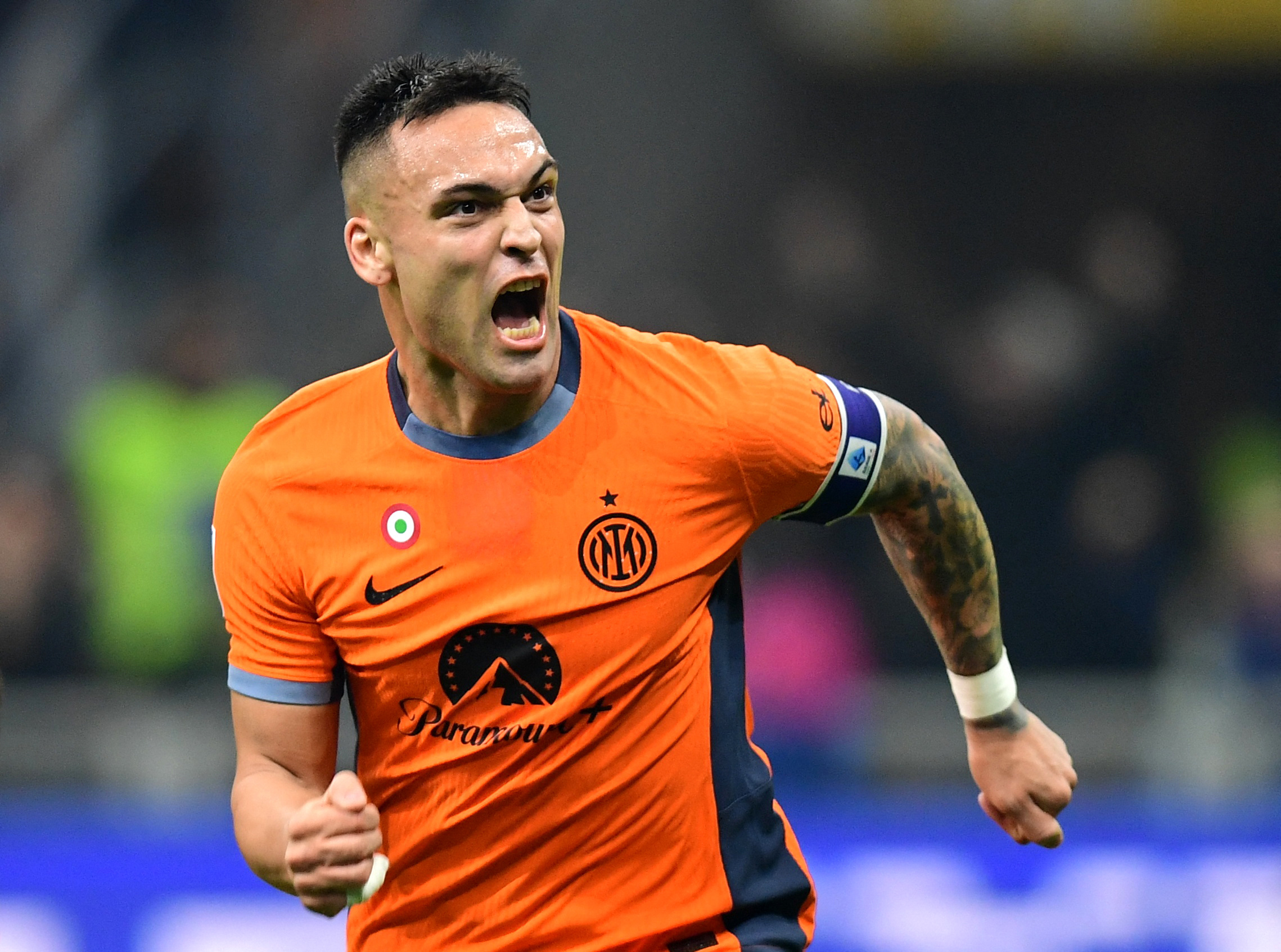 Soccer Football - Serie A - Inter Milan v Salernitana - San Siro, Milan, Italy - February 16, 2024 Inter Milan's Lautaro Martinez celebrates scoring their second goal REUTERS