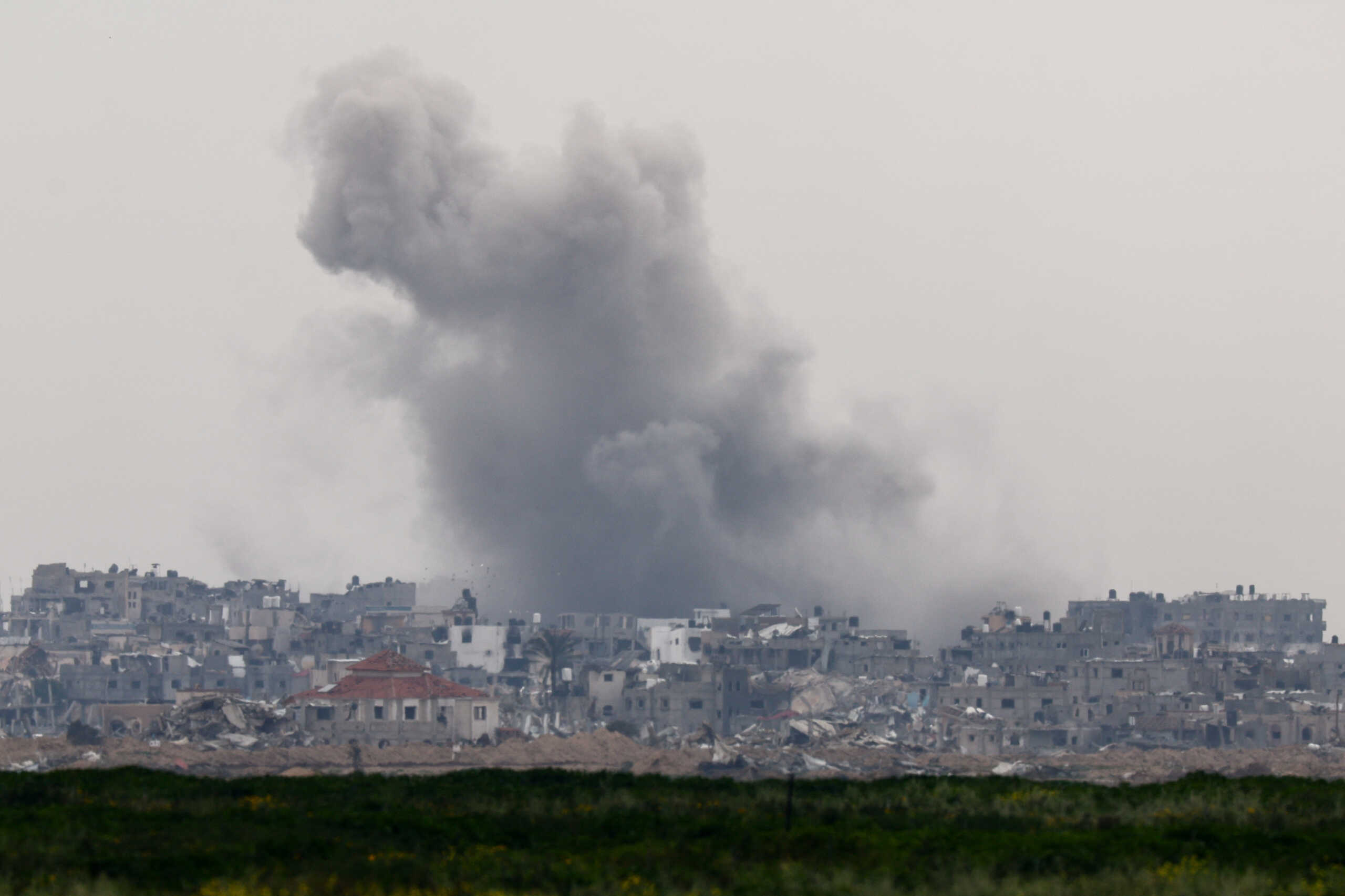 Smoke rises over southern Gaza, amid the ongoing conflict between Israel and the Palestinian Islamist group Hamas, as seen from Israel, February 5, 2024. REUTERS