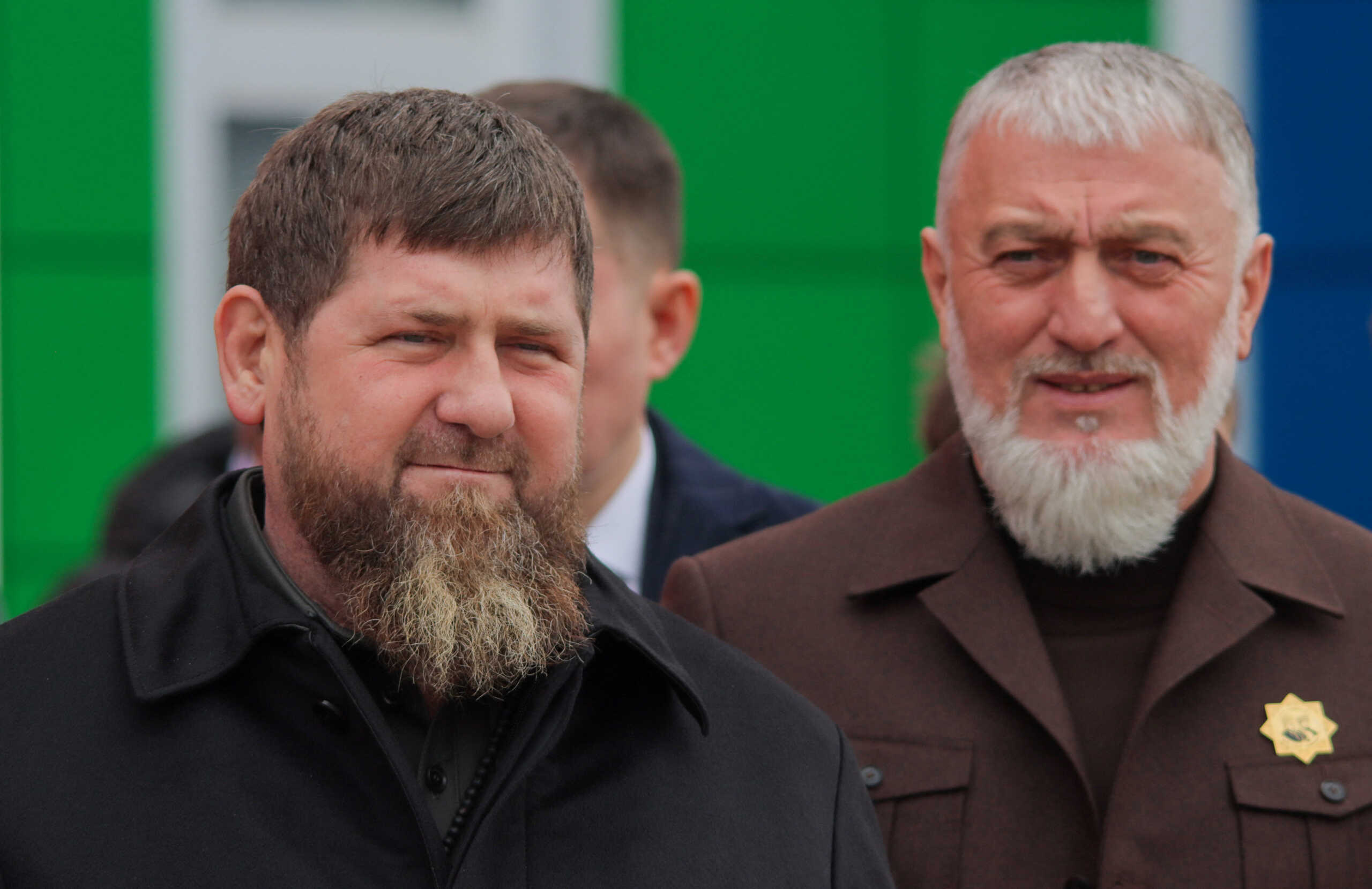 Head of the Chechen Republic Ramzan Kadyrov and State Duma member Adam Delimkhanov visit the Russia's National Guard unit in Grozny, Russia February 21, 2024. REUTERS