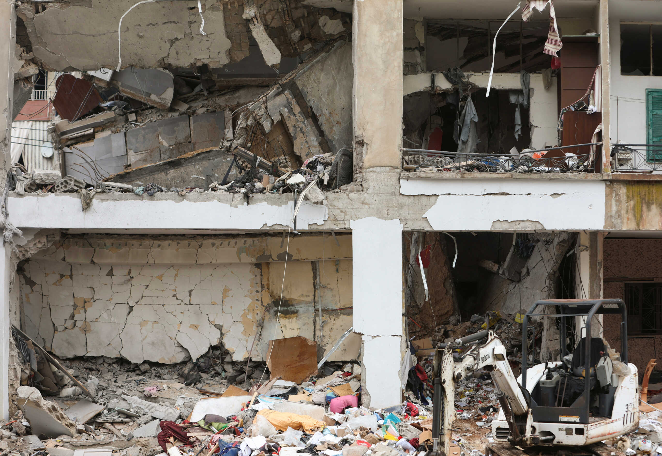A view shows a damaged building after what security sources said was an Israeli strike in Nabatieh, southern Lebanon February 15, 2024. REUTERS