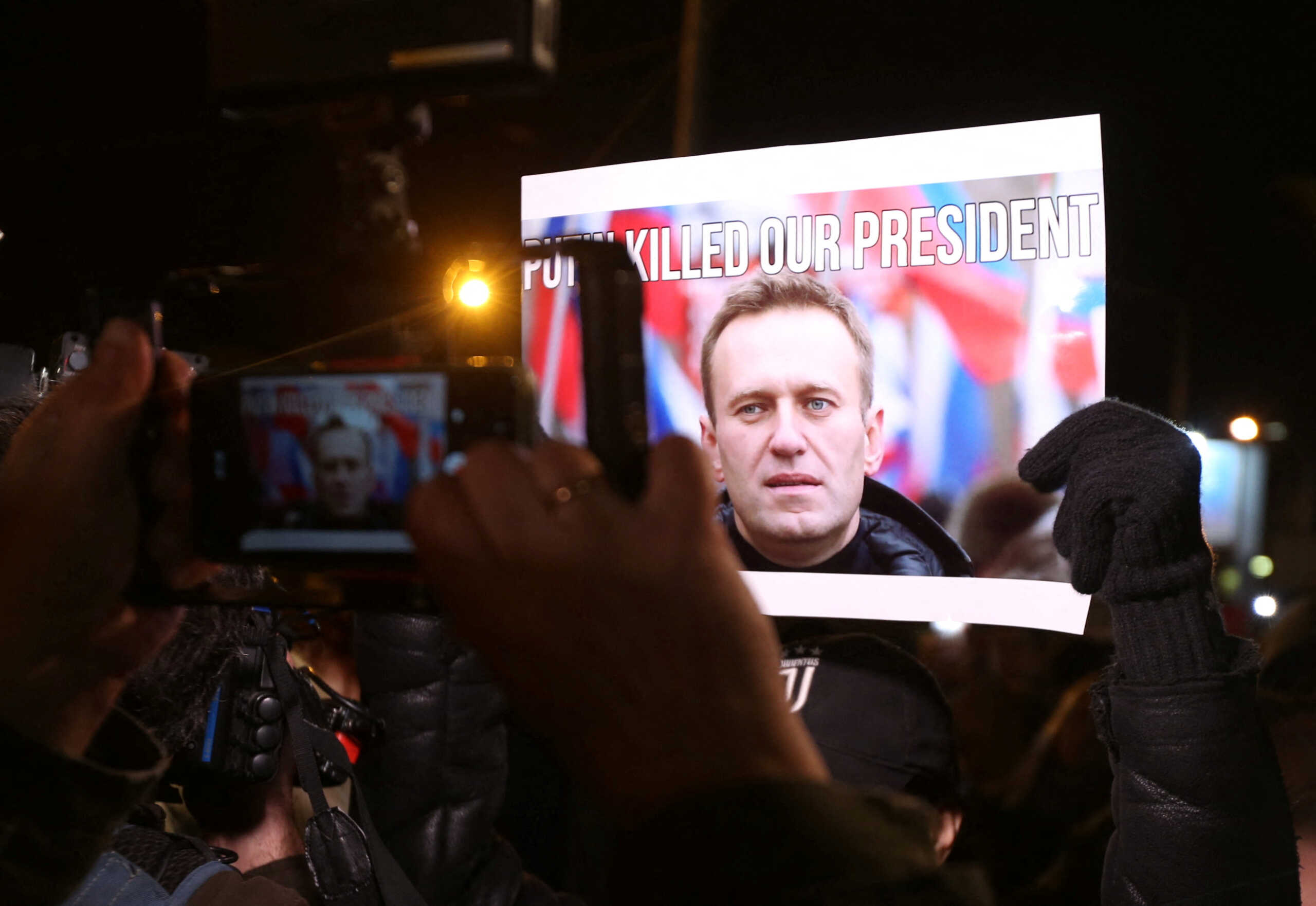 People attend a rally following the death of Russian opposition leader Alexei Navalny, in Tbilisi, Georgia February 16, 2024. REUTERS