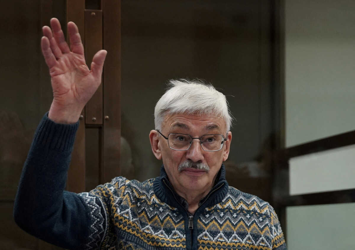 FILE PHOTO: Russian veteran human rights campaigner Oleg Orlov attends an appeal hearing in Moscow, Russia, December 14, 2023. REUTERS