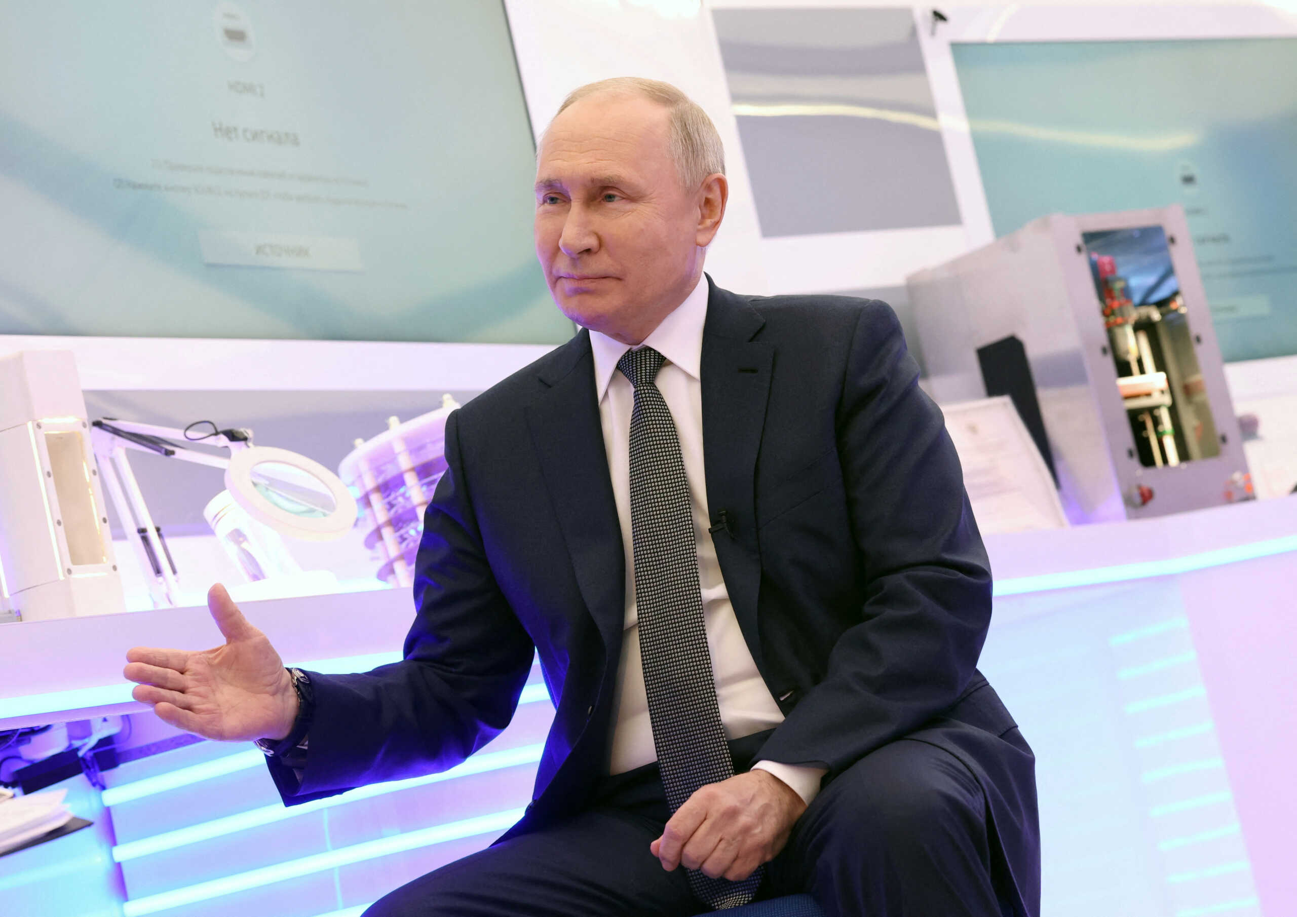 Russia's President Vladimir Putin gives an interview to journalist Pavel Zarubin in Moscow, Russia, February 14, 2024. Sputnik