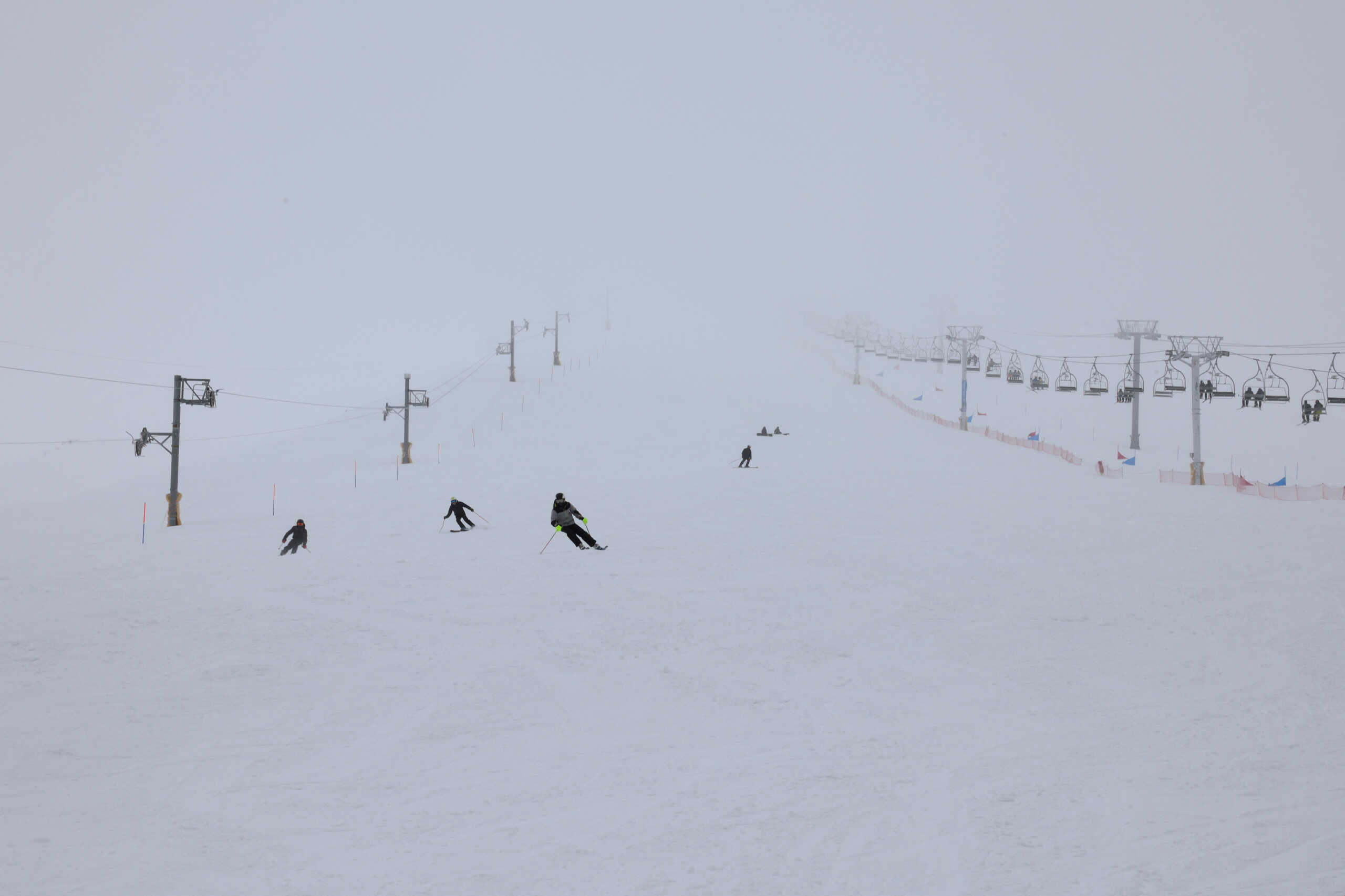 People ski at the Mzaar ski resort in Kfardebian, mount Lebanon January 27, 2024. REUTERS