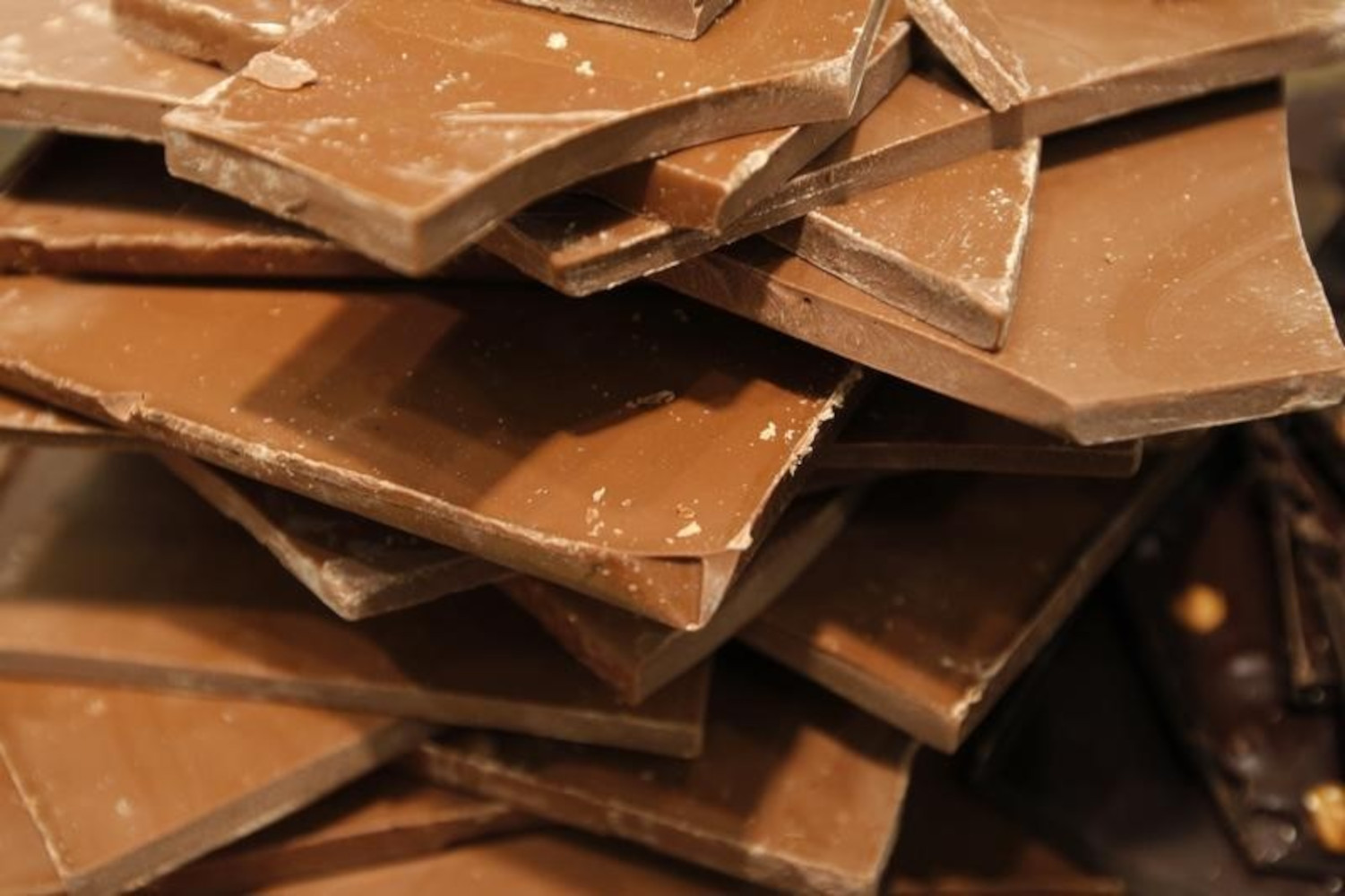 Pieces of chocolate are seen at the 14th Salon du Chocolat (Paris Chocolate Show) in Paris October 28, 2008. REUTERS