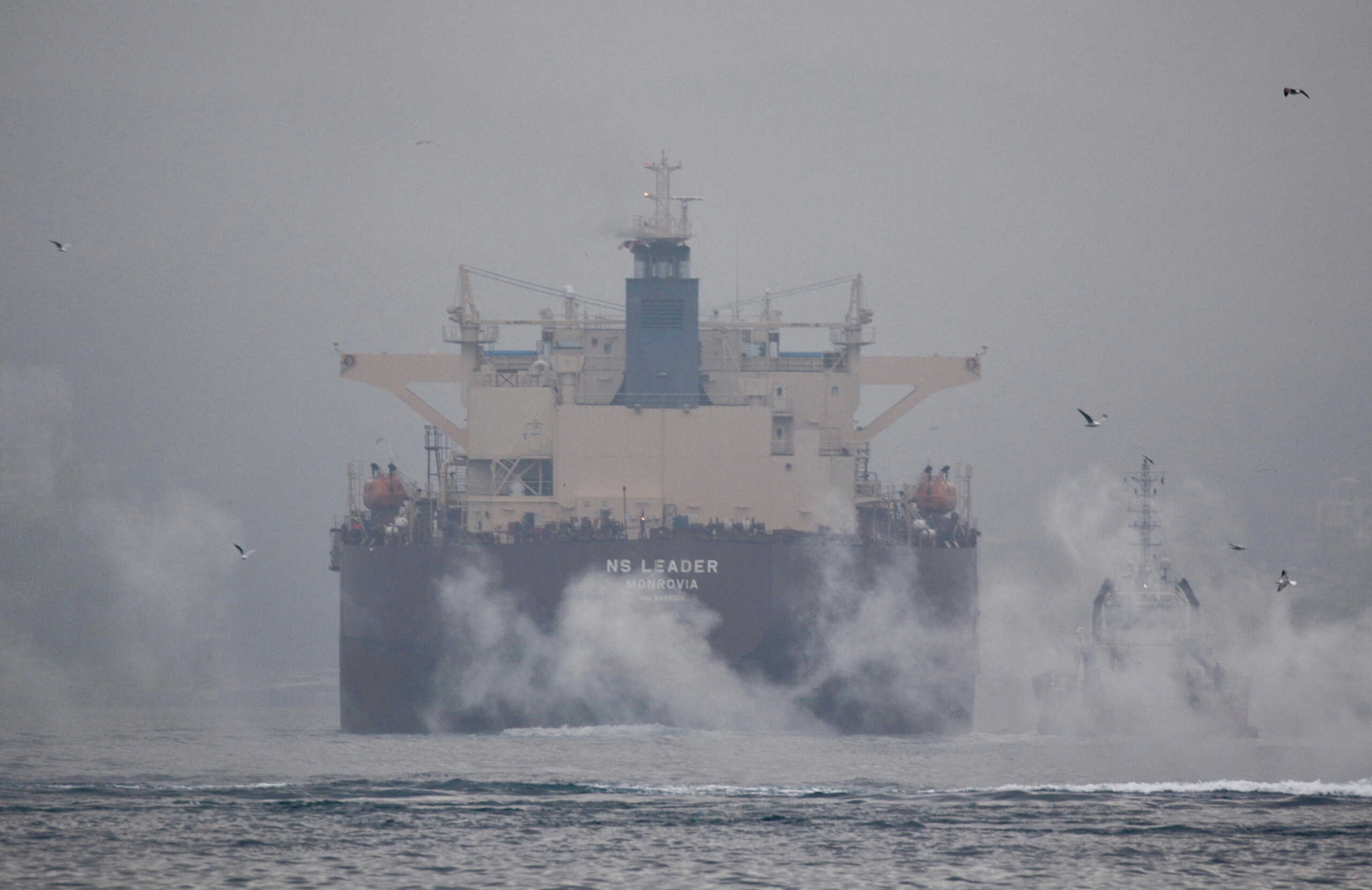 Former Liberia-registered oil tanker NS Leader, which now sails under the flag of Gabon, transits the Bosphorus in Istanbul, Turkey January 2, 2024. REUTERS