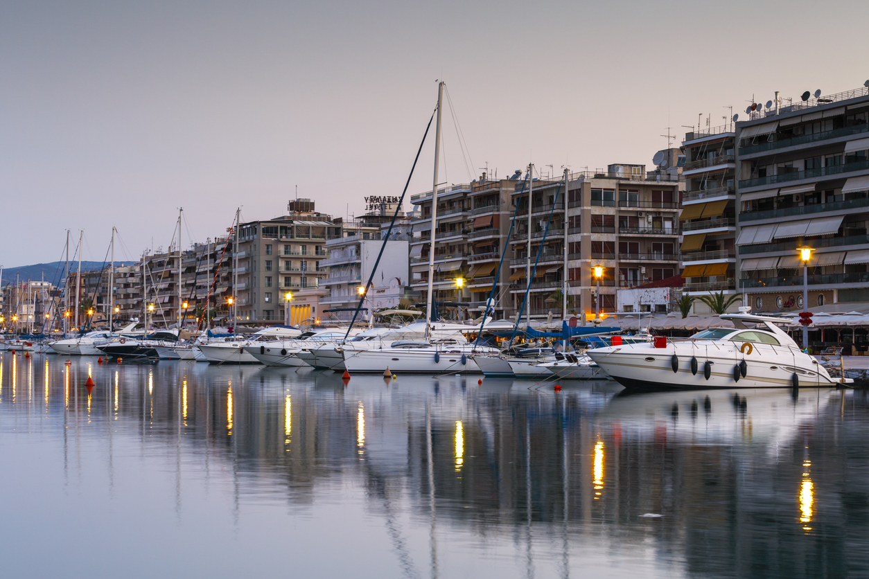 Volos, Greece - June 14, 2017: Yachts in the harbour of Volos city as seen early in the morning.