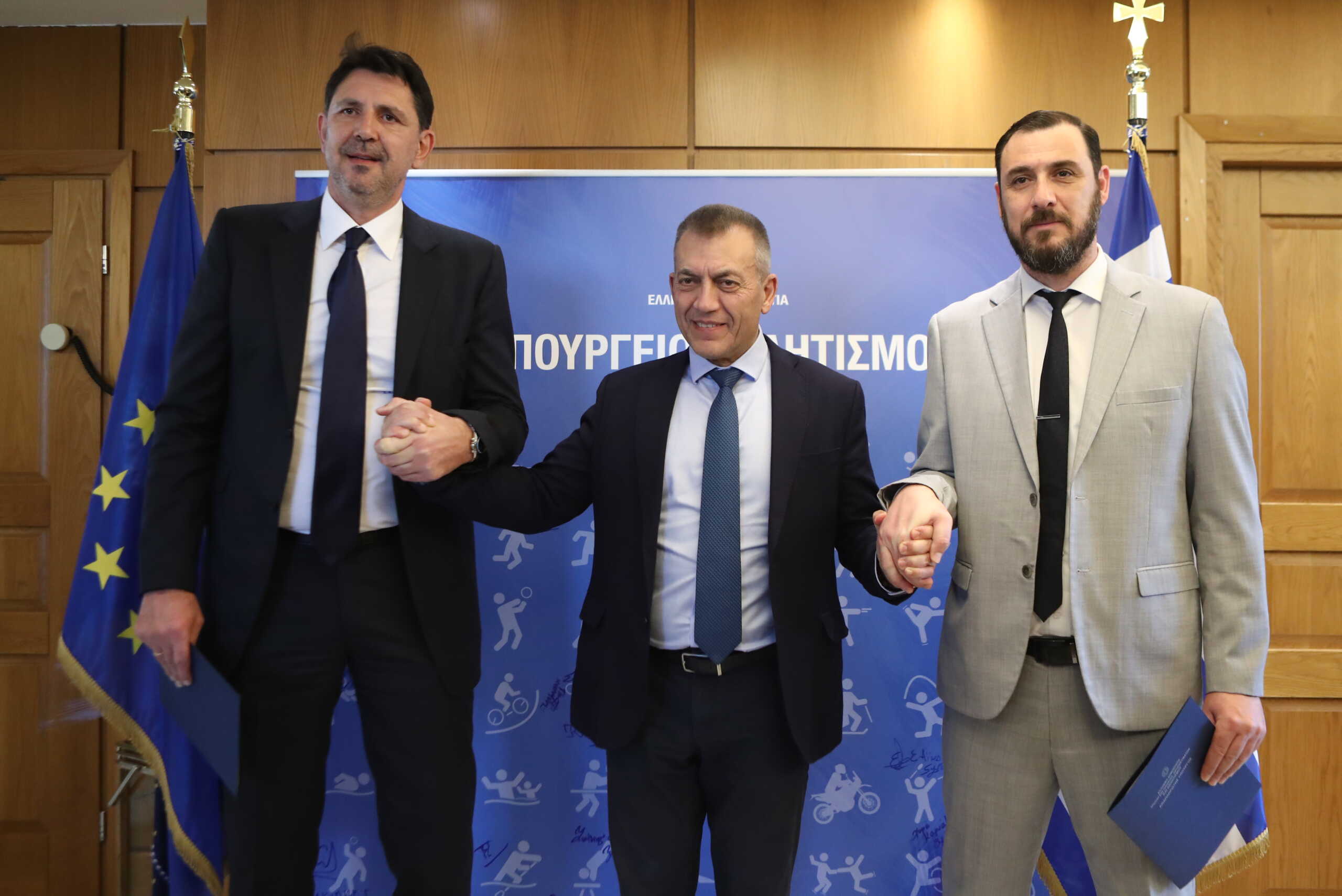 ΣΥΝΑΝΤΗΣΗ ΤΟΥ ΑΝΑΠΛΗΡΩΤΗ ΥΠΟΥΡΓΟΥ ΑΘΛΗΤΙΣΜΟΥ ΓΙΑΝΝΗ ΒΡΟΥΤΣΗ ΜΕ ΤΟΝ ΠΡΟΕΔΡΟ ΤΗΣ SUPERLEAGUE,ΜΗΝΑ ΛΥΣΑΝΔΡΟΥ ΚΑΙ ΤΟΝ ΓΕΝΙΚΟ ΔΙΕΥΘΥΝΤΗ ΤΟΥ ΕΣΑΚΕ, ΕΥΘΥΜΗ ΡΕΝΤΖΙΑ