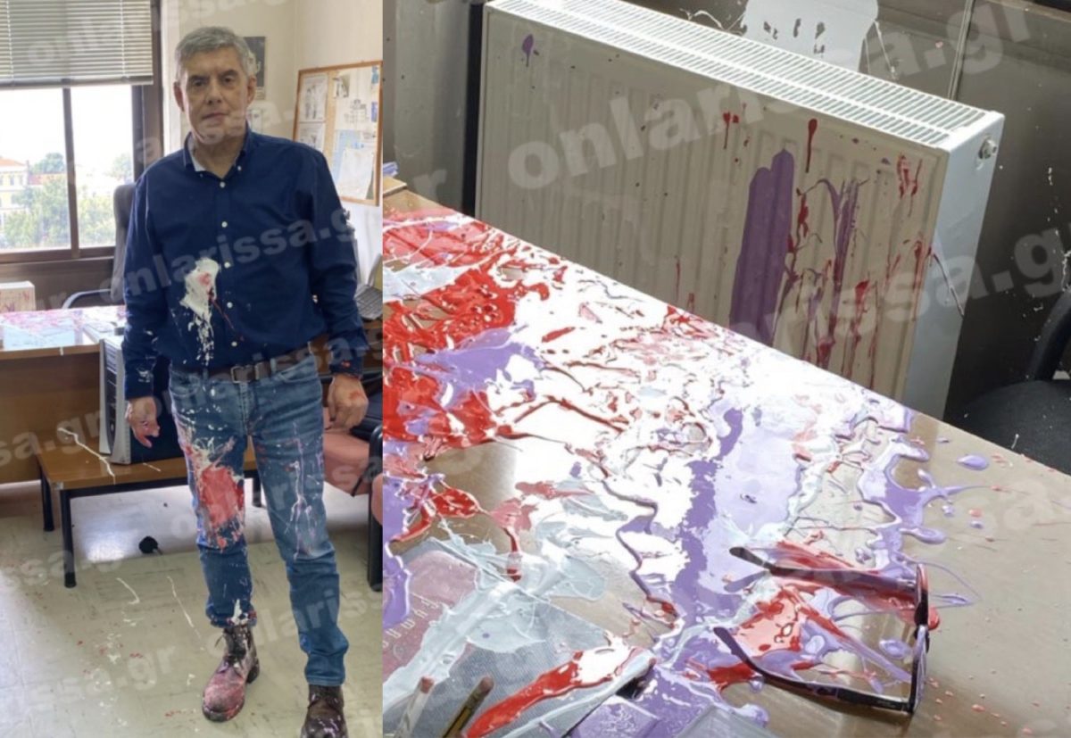 Ο Κώστας Αγοραστός δέχτηκε επίθεση με μπογιές: Εικόνες από το περιστατικό σε βάρος του πρώην Περιφερειάρχη Θεσσαλίας