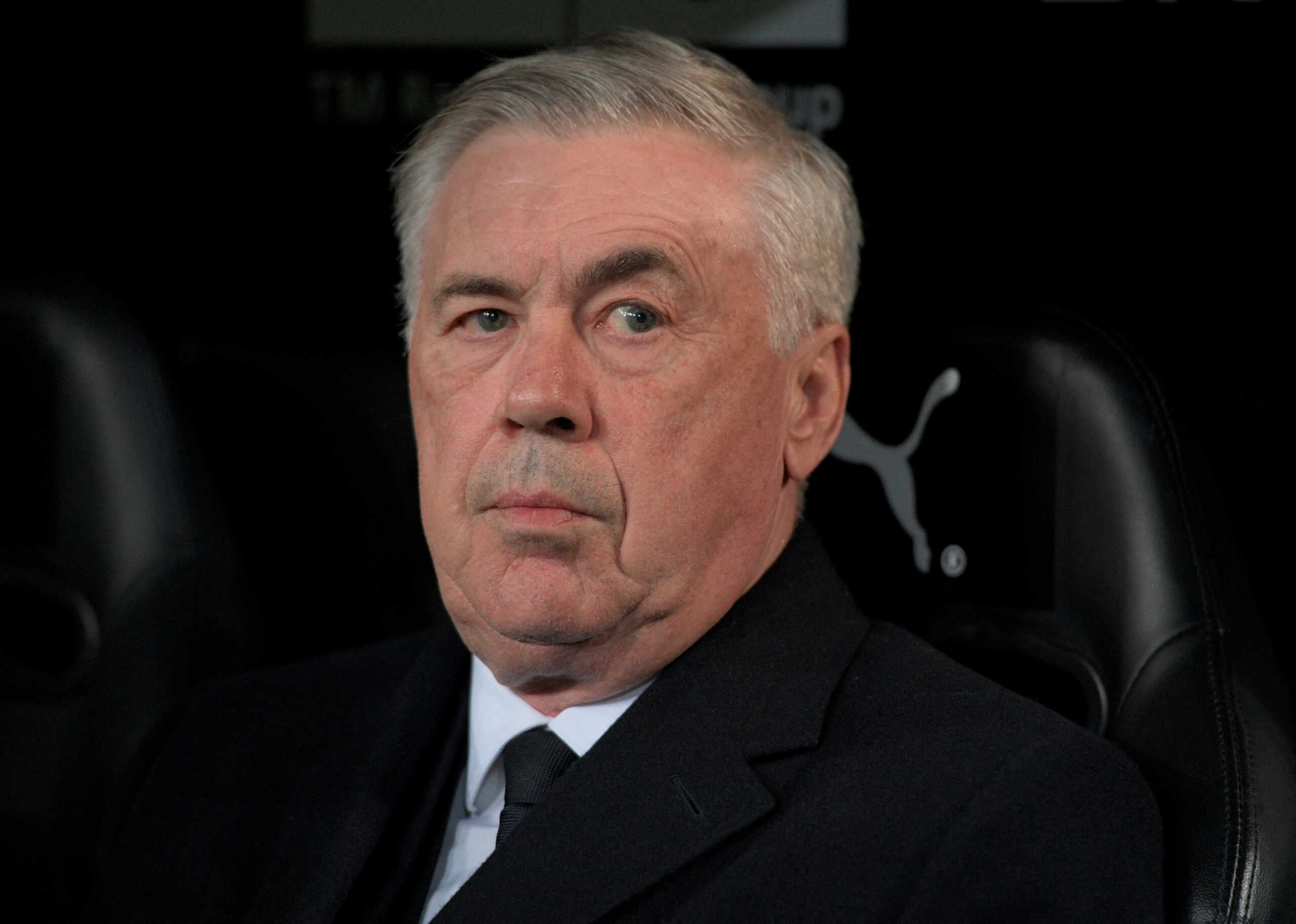 FILE PHOTO: Soccer Football - LaLiga - Valencia v Real Madrid - Mestalla, Valencia, Spain - March 2, 2024 Real Madrid coach Carlo Ancelotti reacts REUTERS