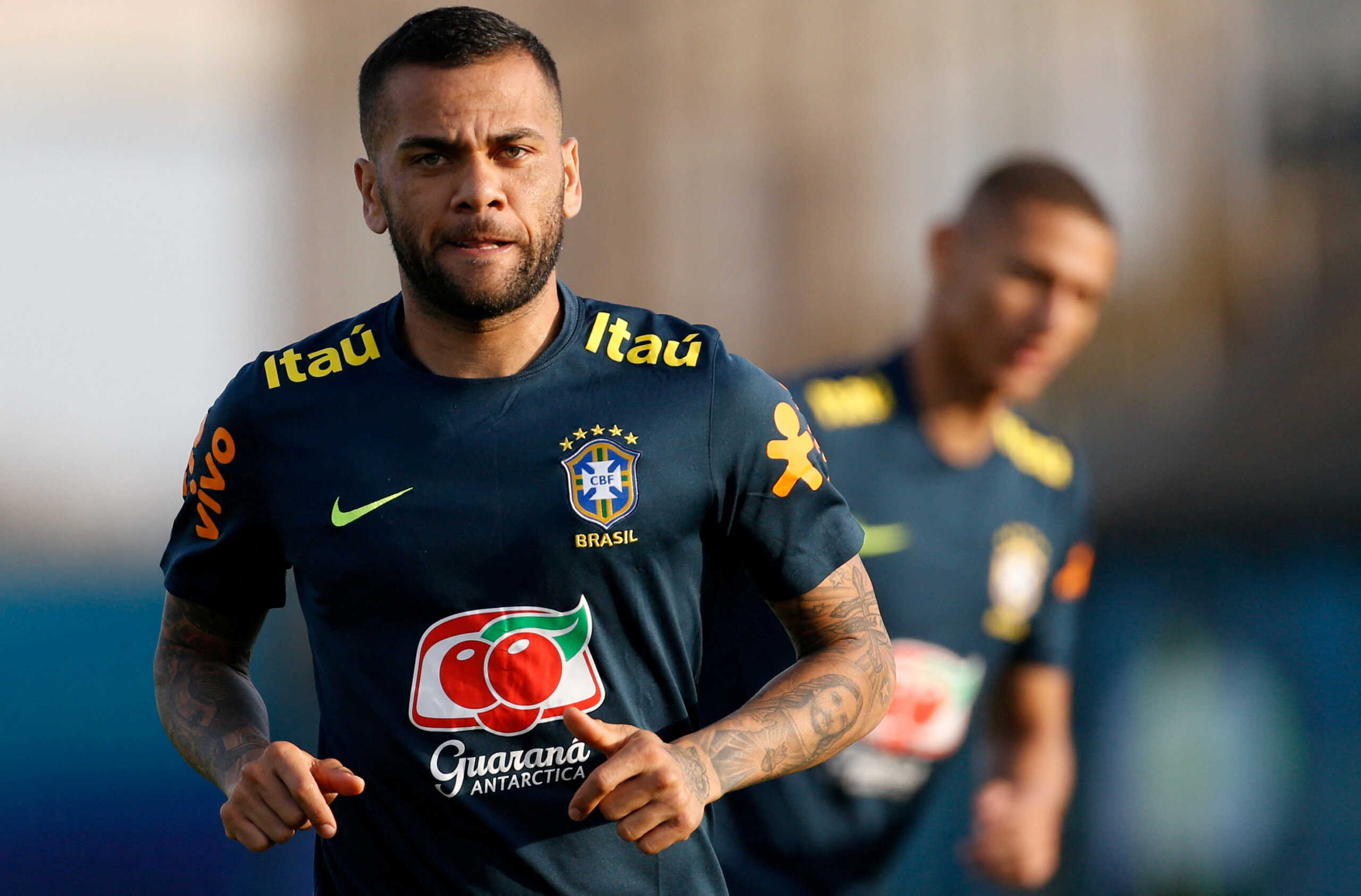 FILE PHOTO: Soccer Football - Copa America - Brazil Training - Gremio training center, Porto Alegre, Brazil - June 7, 2019. Brazil's Daniel Alves during training. REUTERS
