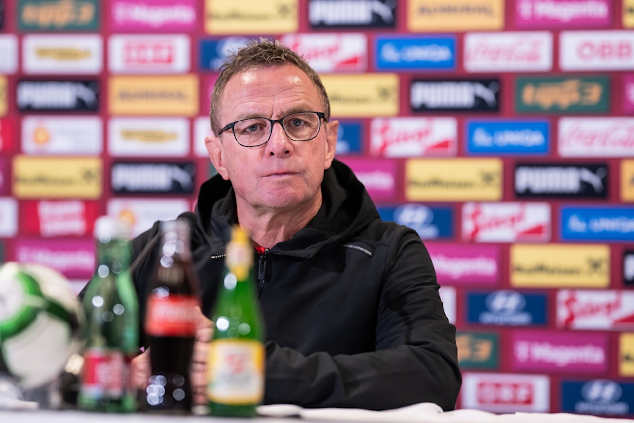 epa10985866 Austria's head coach Ralf Rangnick looks on during the team's press conference in Vienna, Austria, 20 November 2023. Austria will face Germany in a friendly soccer match on 21 November 2023 in Vienna.  EPA
