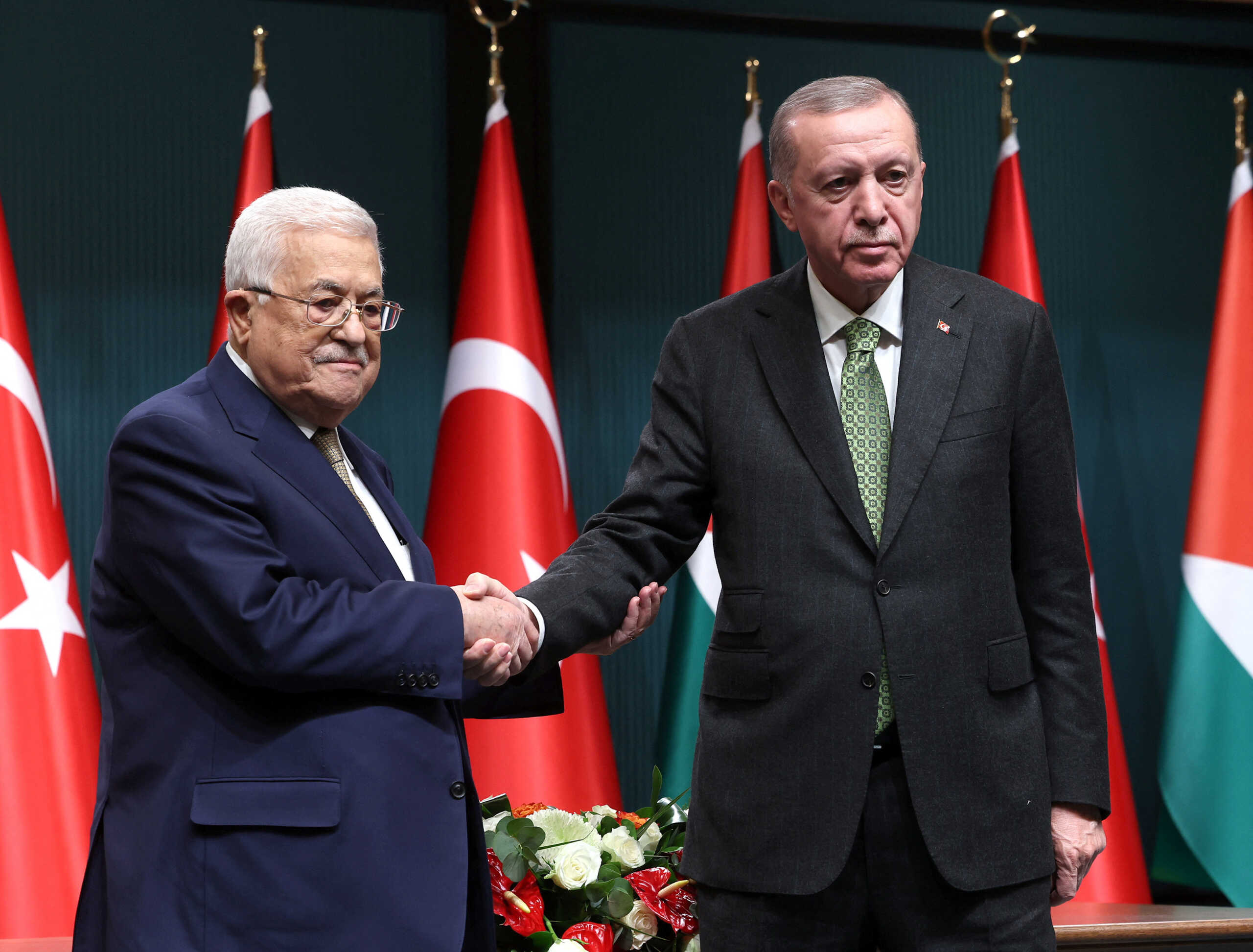 Turkey's President Tayyip Erdogan attends a news conference with Palestinian President Mahmoud Abbas in Ankara, Turkey, March 5, 2024. Murat Cetinmuhurdar