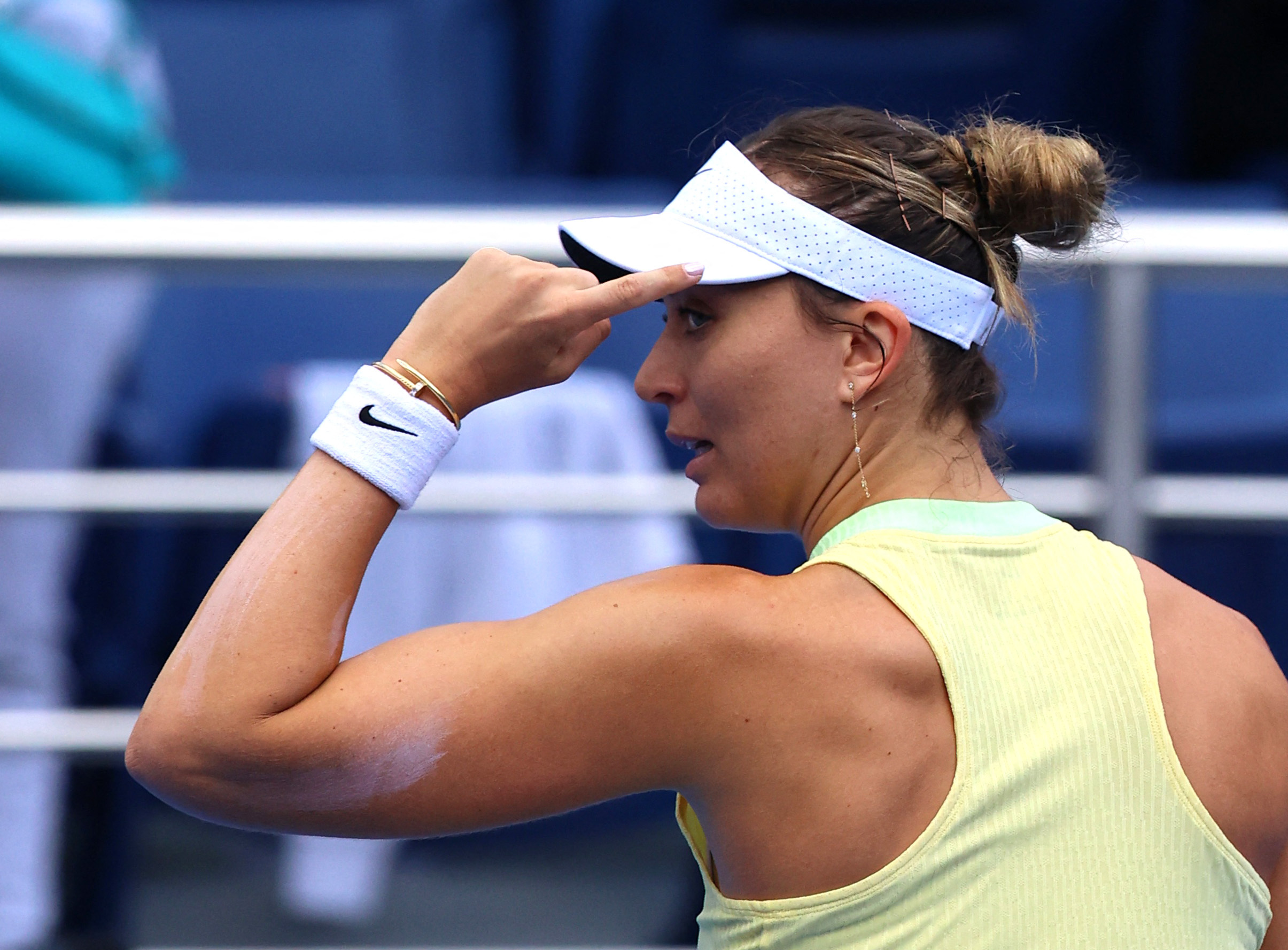 Tennis - WTA 1000 - Qatar Open - Khalifa International Tennis and Squash Complex, Doha, Qatar - February 12, 2024 Spain's Paulo Badosa celebrates after winning her round of 64 match against Ashlyn Krueger of the U.S. REUTERS