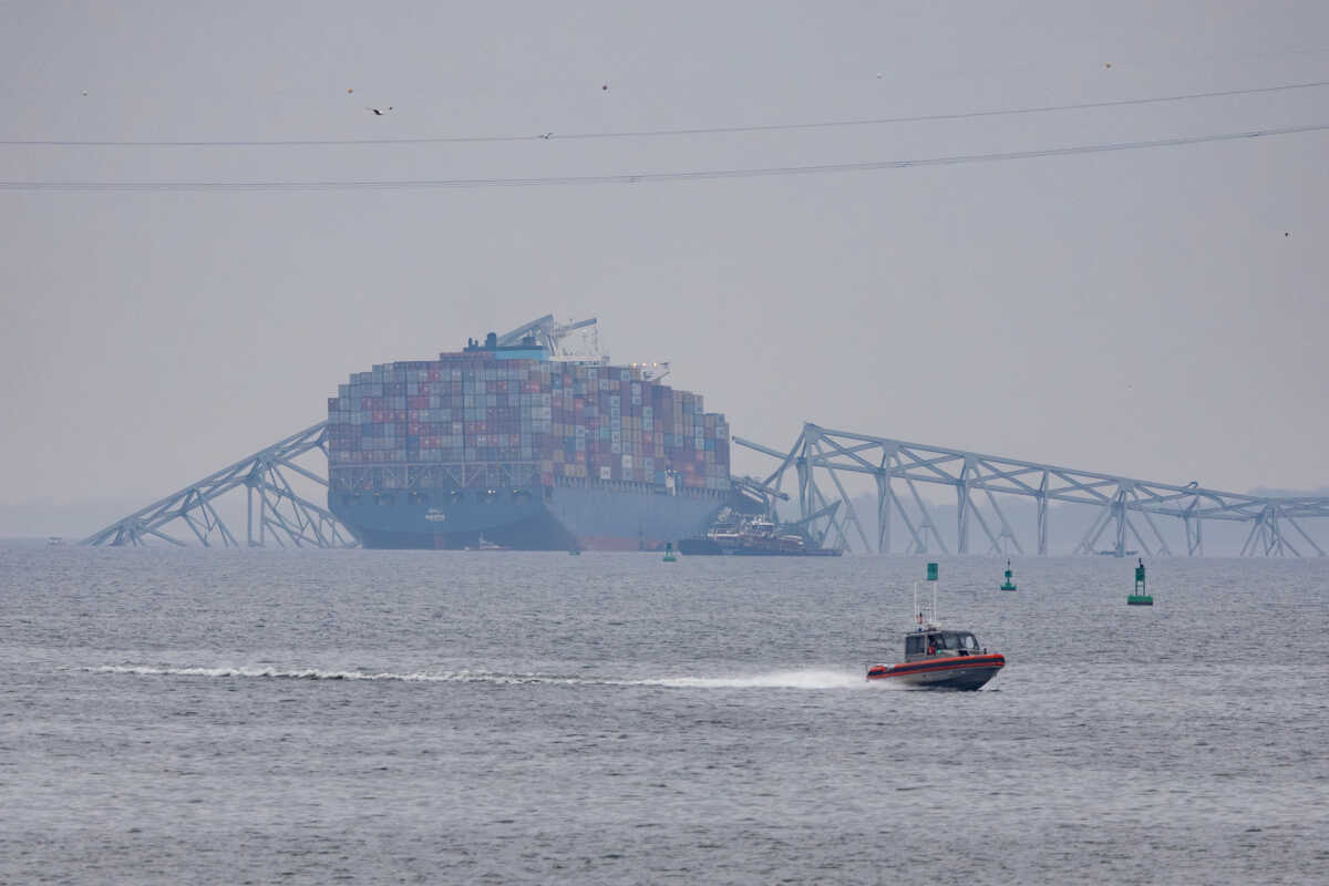 A view of the Dali cargo vessel, following the collapse of the Francis Scott Key Bridge in Baltimore, Maryland, U.S., March 28, 2024. REUTERS