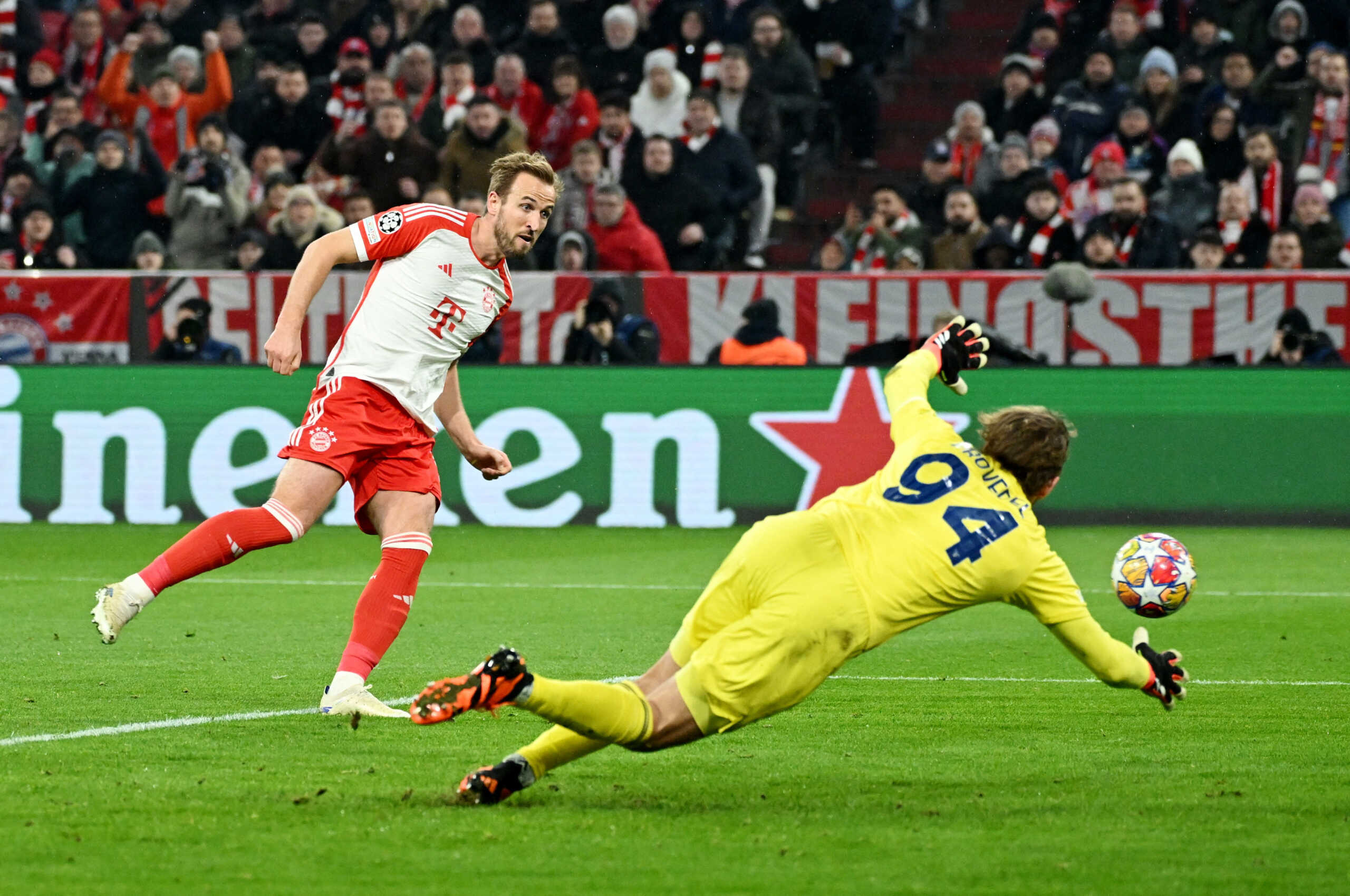 Soccer Football - Champions League - Round of 16 - Second Leg - Bayern Munich v Lazio - Allianz Arena, Munich, Germany - March 5, 2024 Bayern Munich's Harry Kane scores their third goal REUTERS