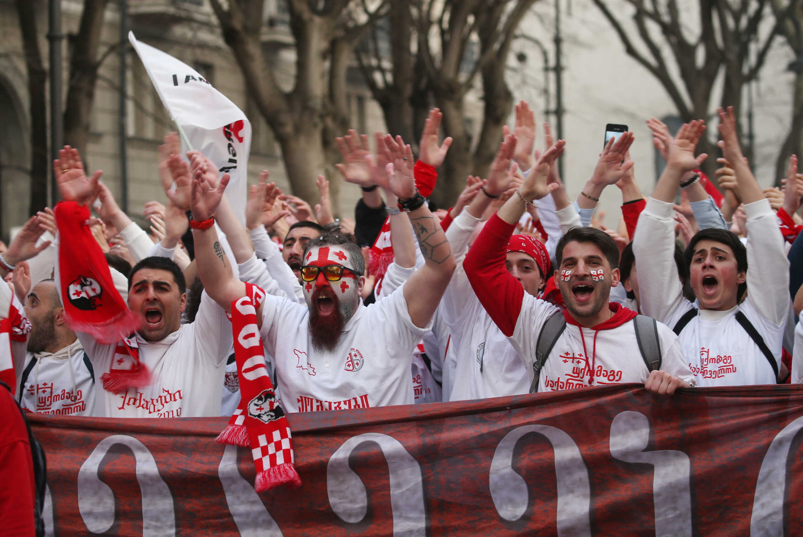 Soccer Football - Euro 2024 Qualifier - Georgia v Greece - Boris Paichadze Dinamo Arena, Tbilisi, Georgia - March 26, 2024 Georgia fans outside the stadium before the match REUTERS