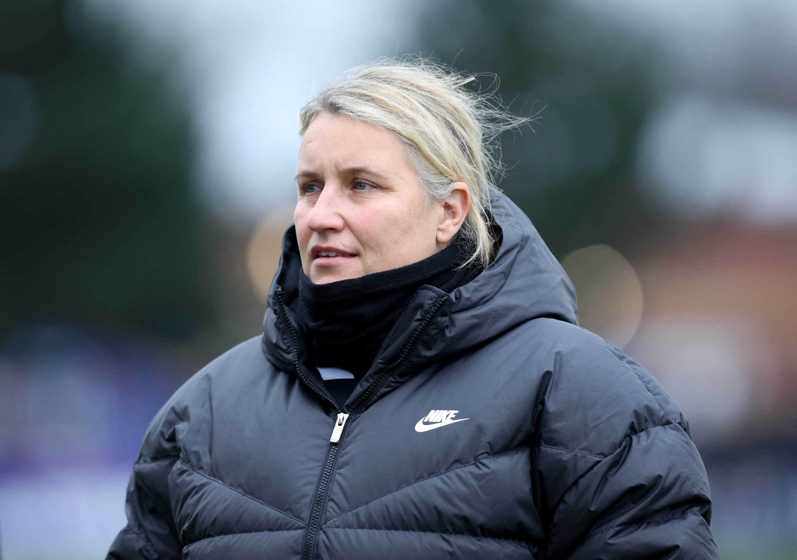 Soccer Football - Women’s FA Cup - Quarter Final - Everton v Chelsea - Walton Hall Park, Liverpool, Britain - March 10, 2024 Chelsea manager Emma Hayes during the warm up before the match Action Images via Reuters
