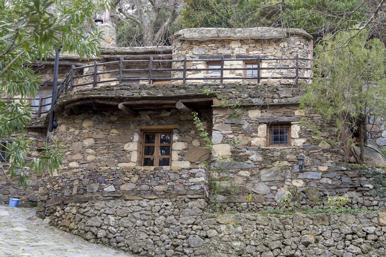 Milia Greece  12-15-201_. Typical stone house in historic village of Milia in Crete Greece
