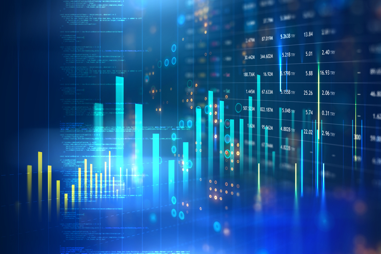Digitally Generated Currency and Exchange Stock Chart for Finance and Economy Based Computer Software and Coding Display