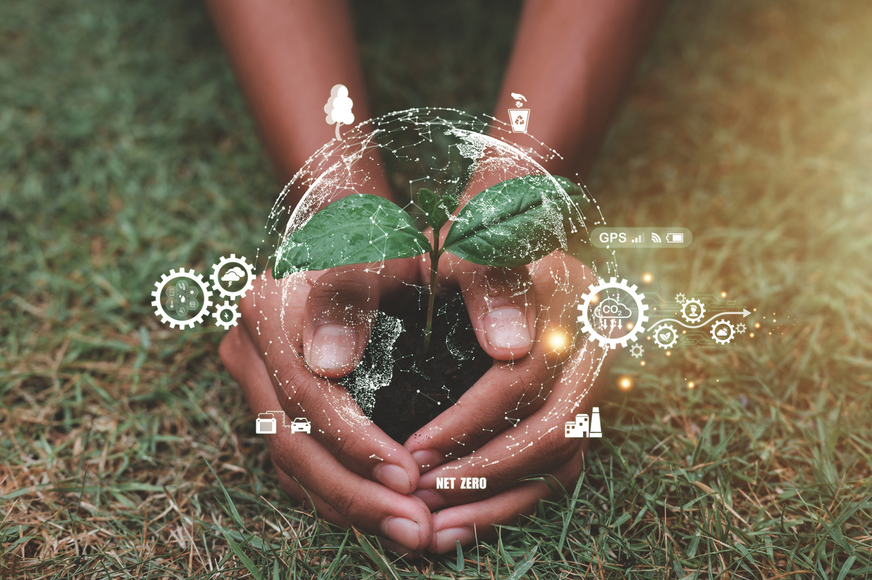 sustainable environmental energy green business goals Sustainable renewable energy development concept and ecological growth with green energy ESG