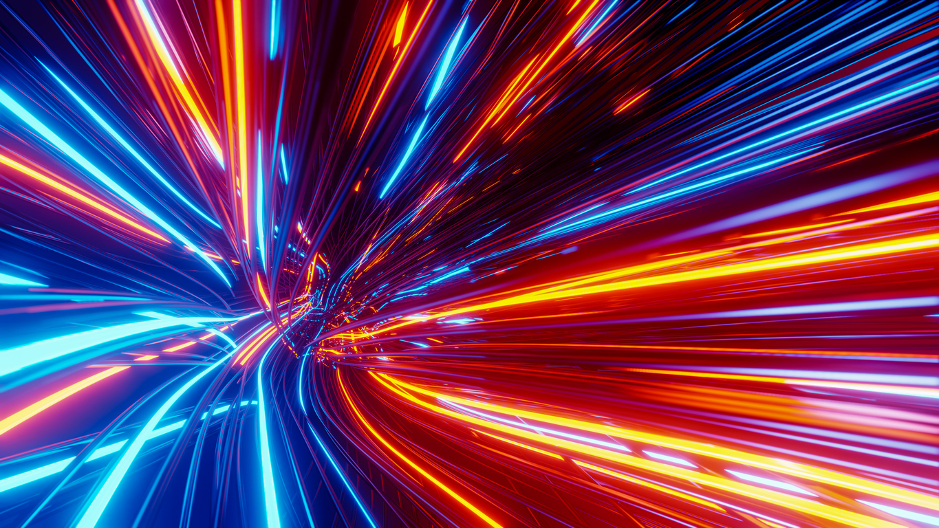 Flying inside the cable. 3D rendering illustration..