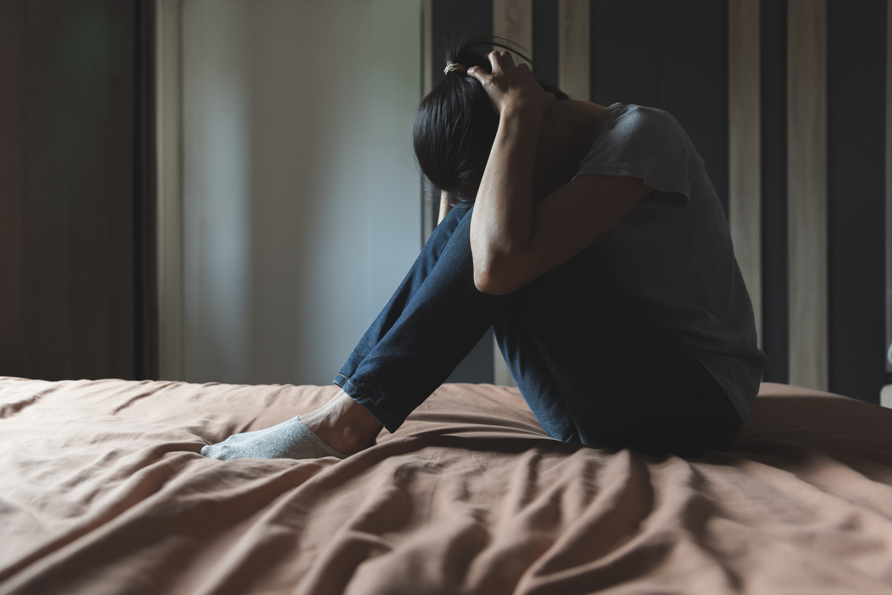 Women feeling lonely and sad, psychological and mental troubles, suffering from bad relationship or break up, Depression, Violence against women.