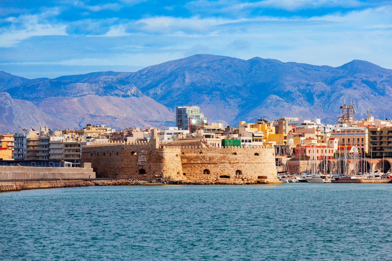 The Koules or Castello a Mare is a fortress at the entrance of the old port of Heraklion city, Crete island in Greece