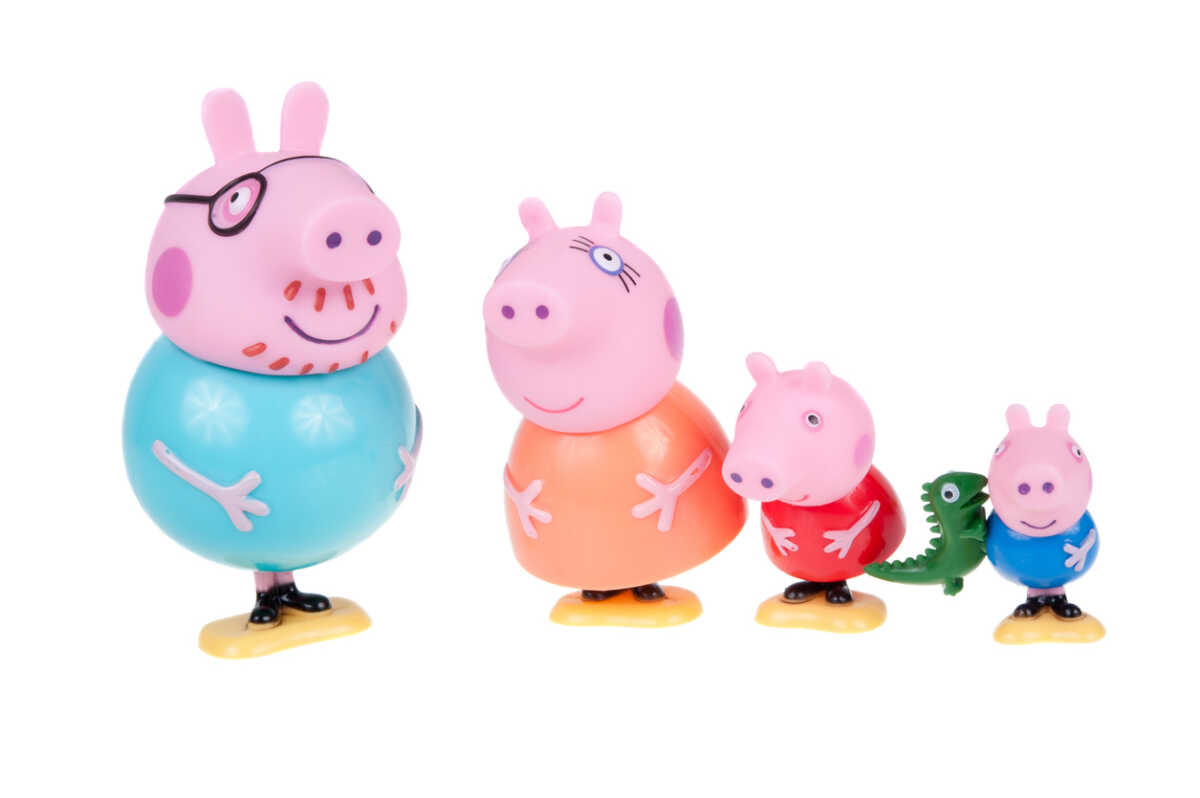 Adelaide, Australia - December 25, 2015: A photograph of a Peppa Pig figurine isolated on a white background from the animated series Peppa Pig. Peppa Pig is a very popular animated series worldwide aimed at very young children.