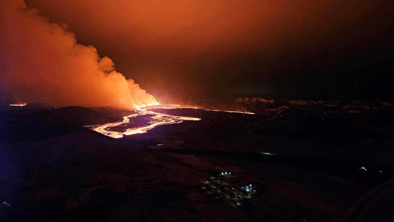 A volcanic eruption takes place, near Grindavik, Iceland, March 16, 2024. Public Safety Department of the National Police